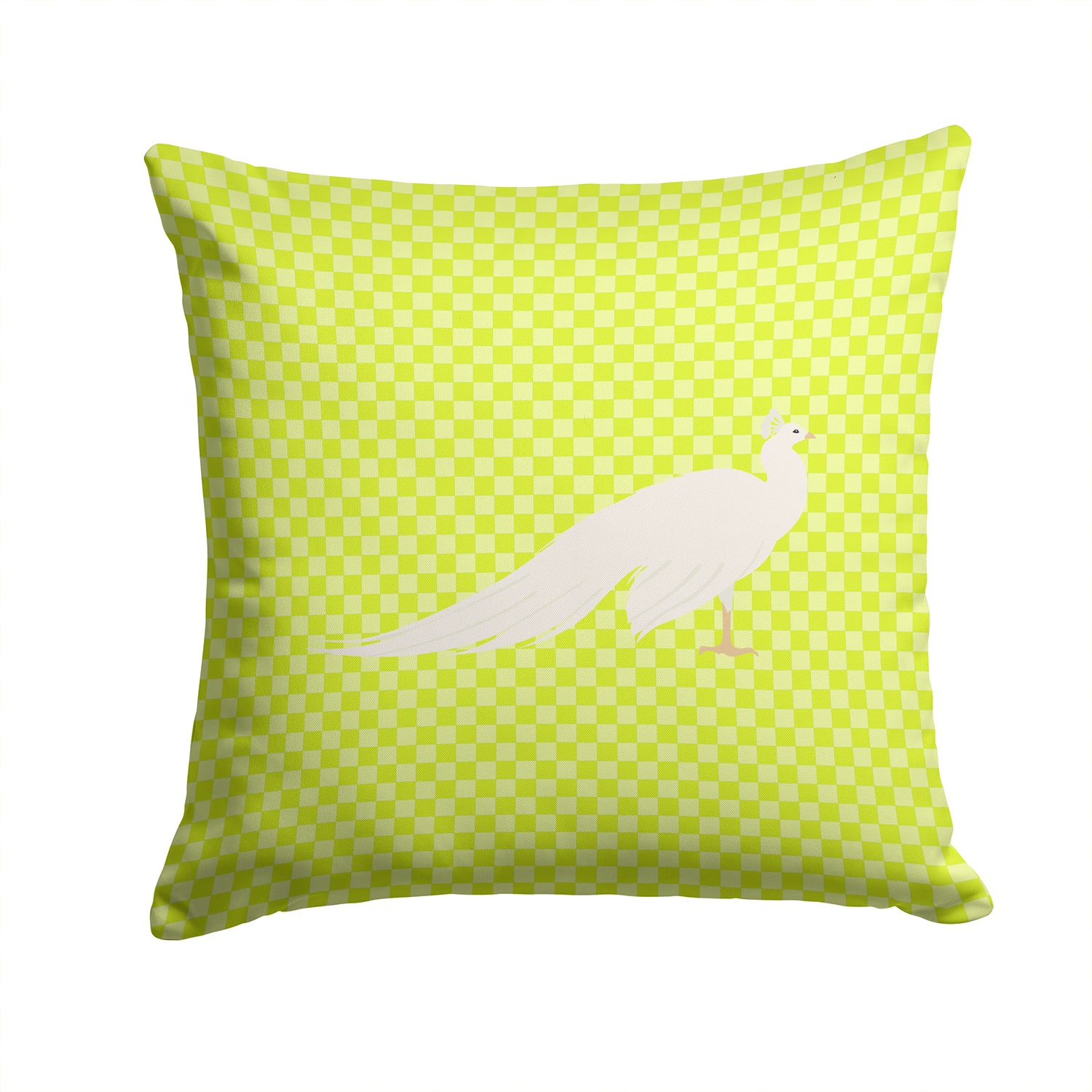 White Peacock Peafowl Green Fabric Decorative Pillow BB7752PW1414 - the-store.com