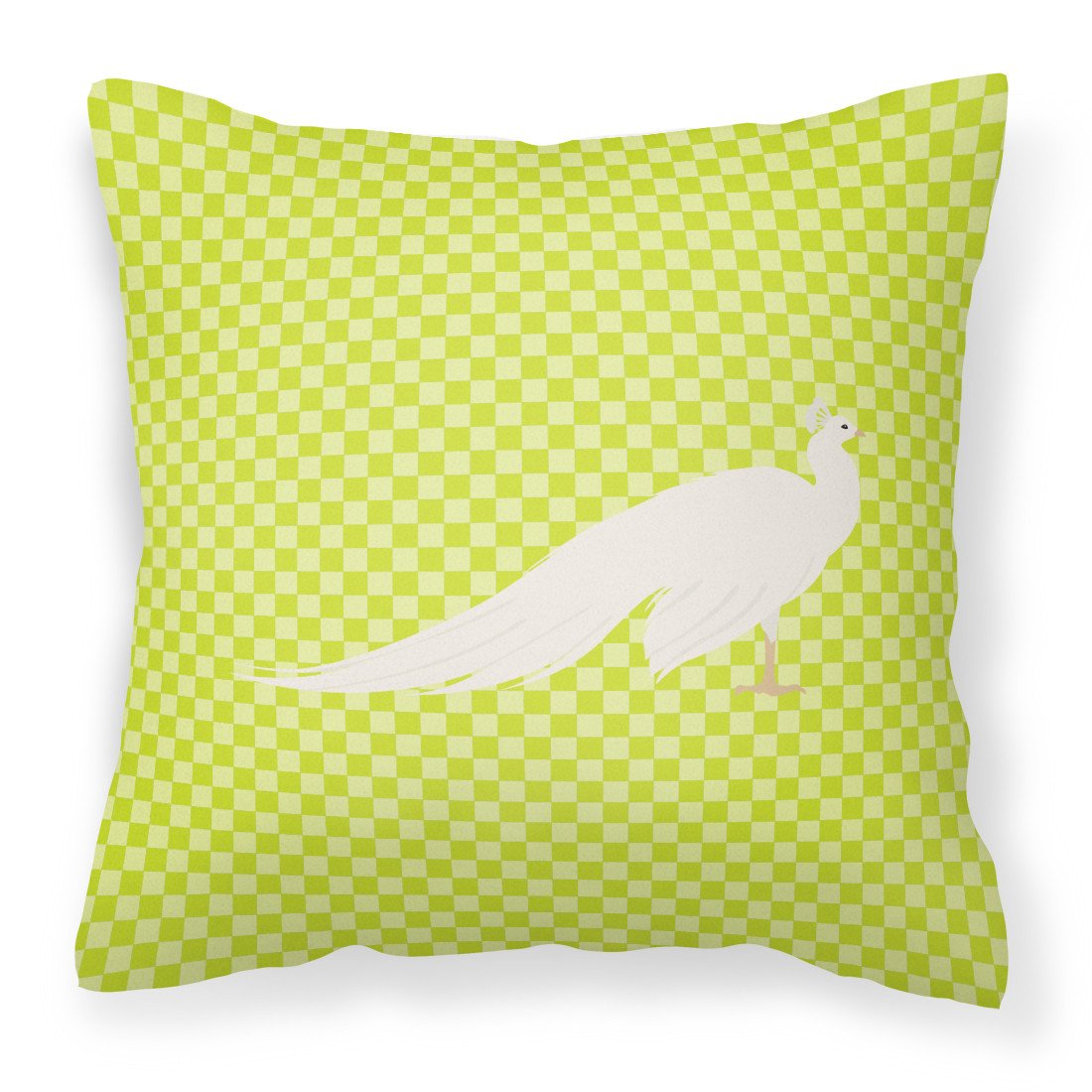 White Peacock Peafowl Green Fabric Decorative Pillow BB7752PW1818 by Caroline's Treasures
