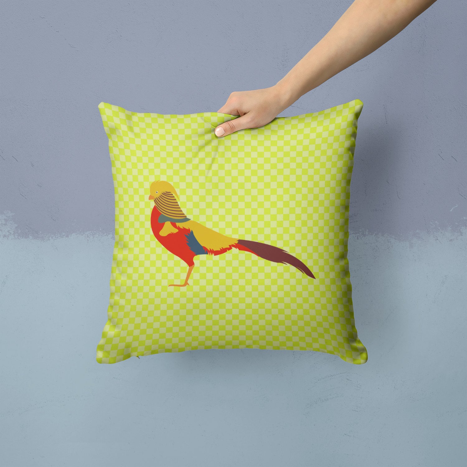 Golden or Chinese Pheasant Green Fabric Decorative Pillow BB7754PW1414 - the-store.com