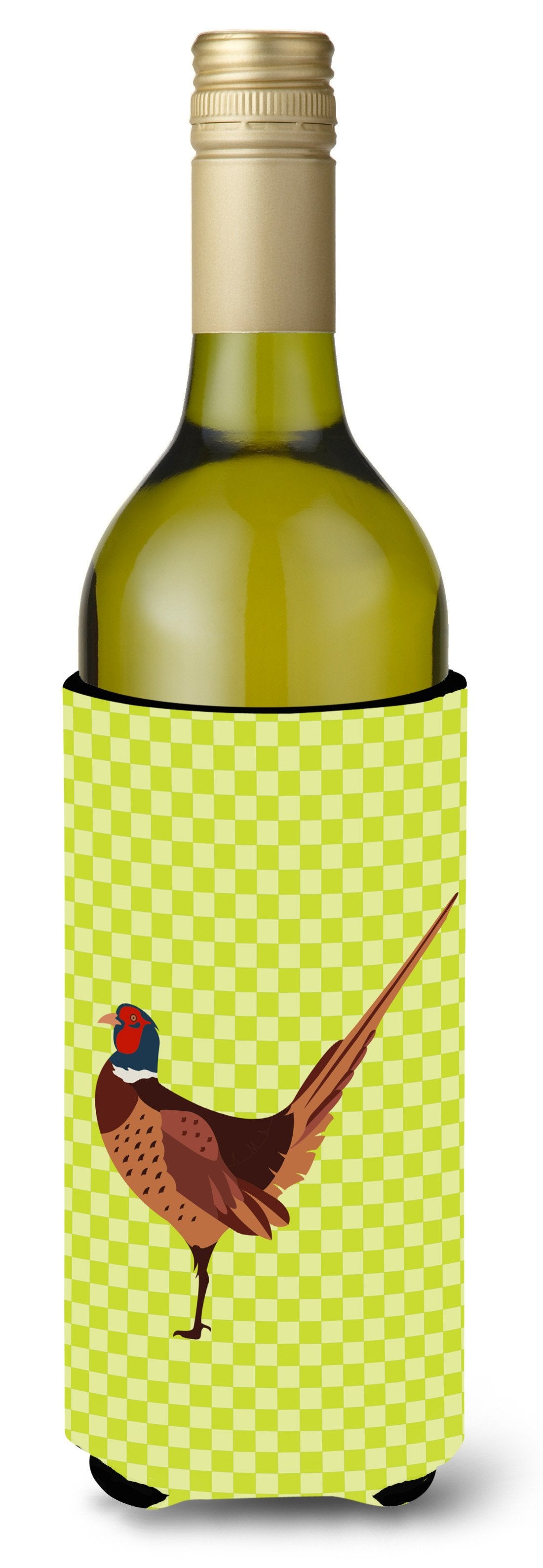 Ring-necked Common Pheasant Green Wine Bottle Beverge Insulator Hugger BB7756LITERK by Caroline's Treasures