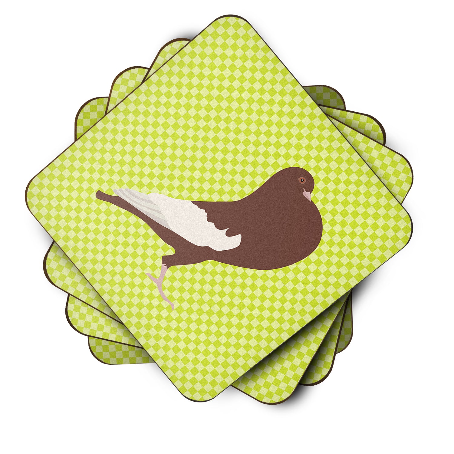 English Pouter Pigeon Green Foam Coaster Set of 4 BB7780FC - the-store.com