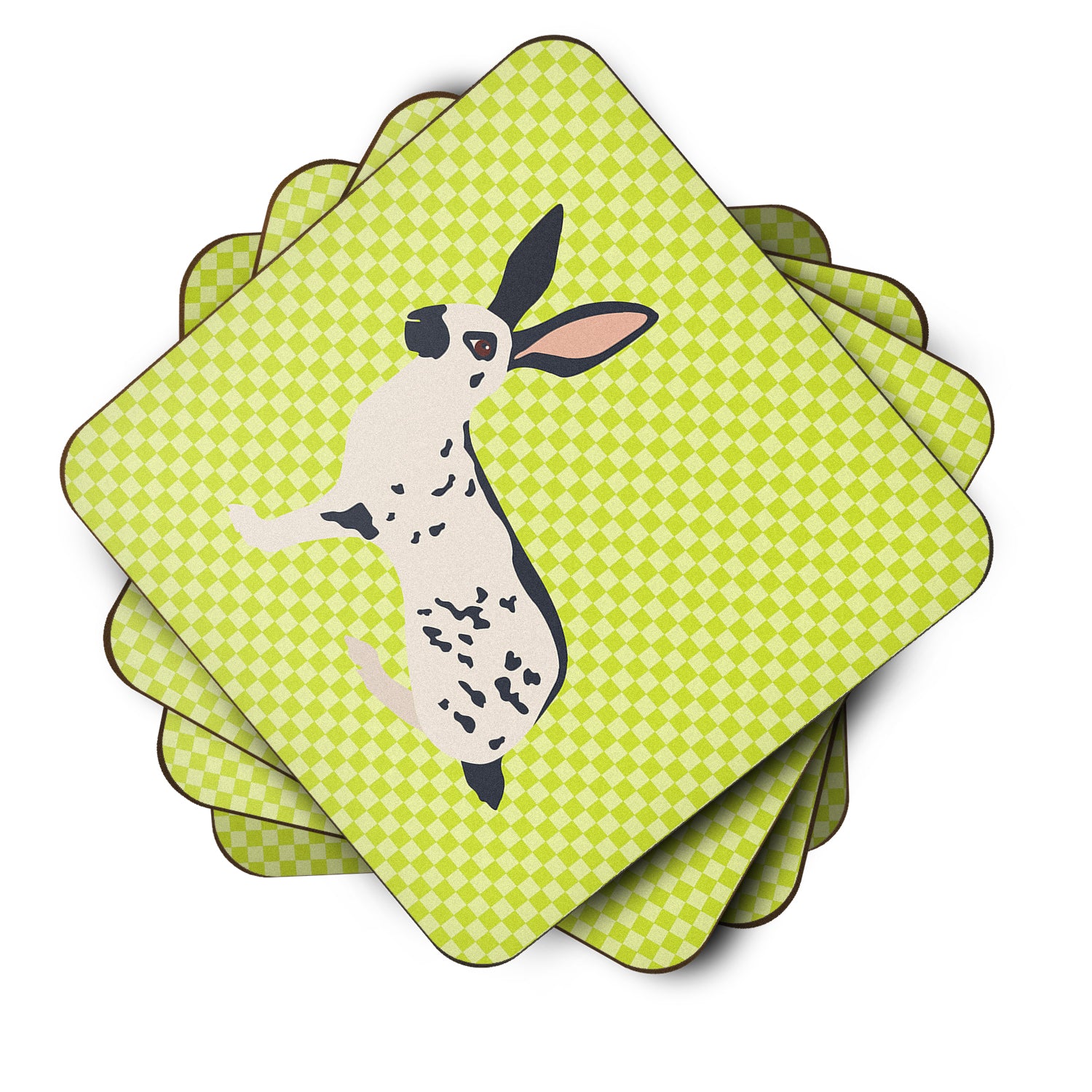 English Spot Rabbit Green Foam Coaster Set of 4 BB7787FC - the-store.com