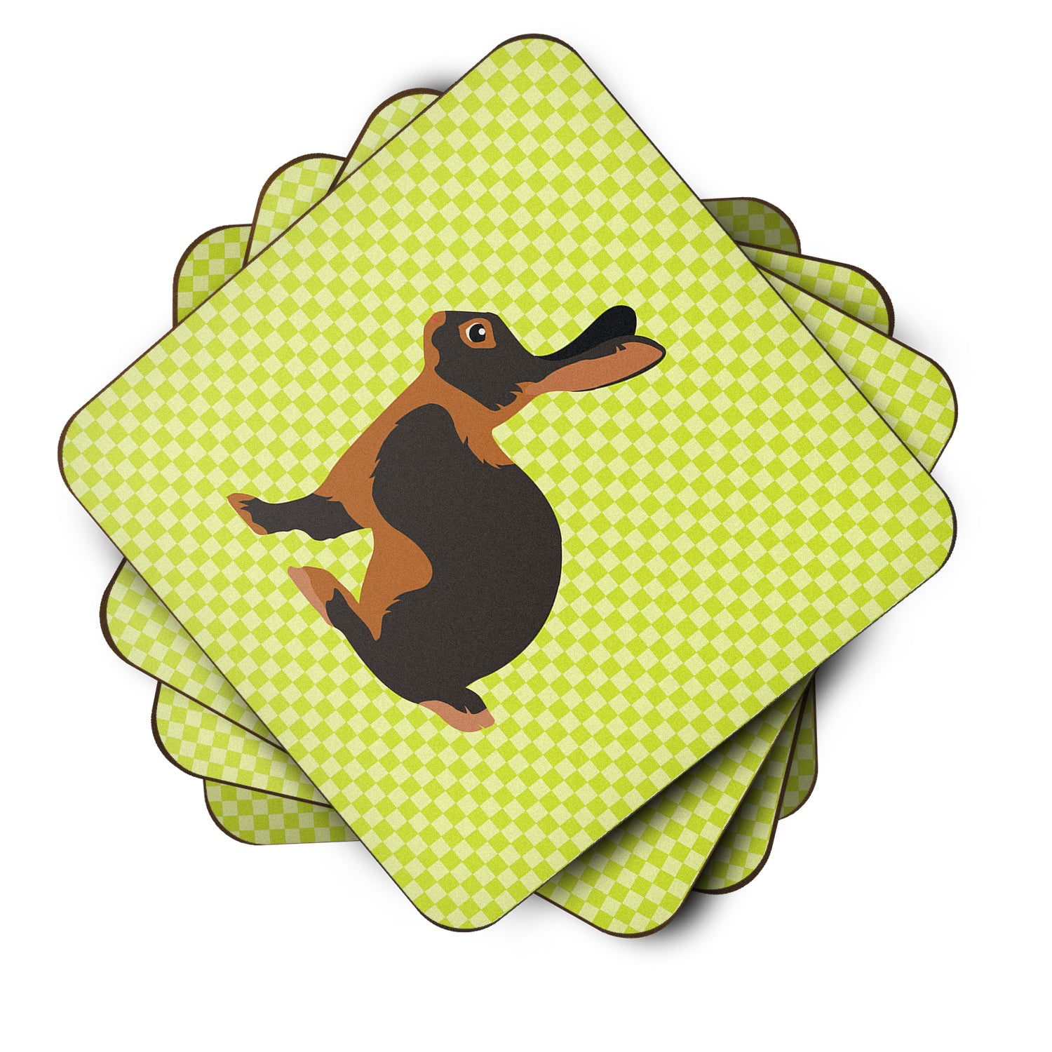Tan Rabbit Green Foam Coaster Set of 4 BB7789FC - the-store.com