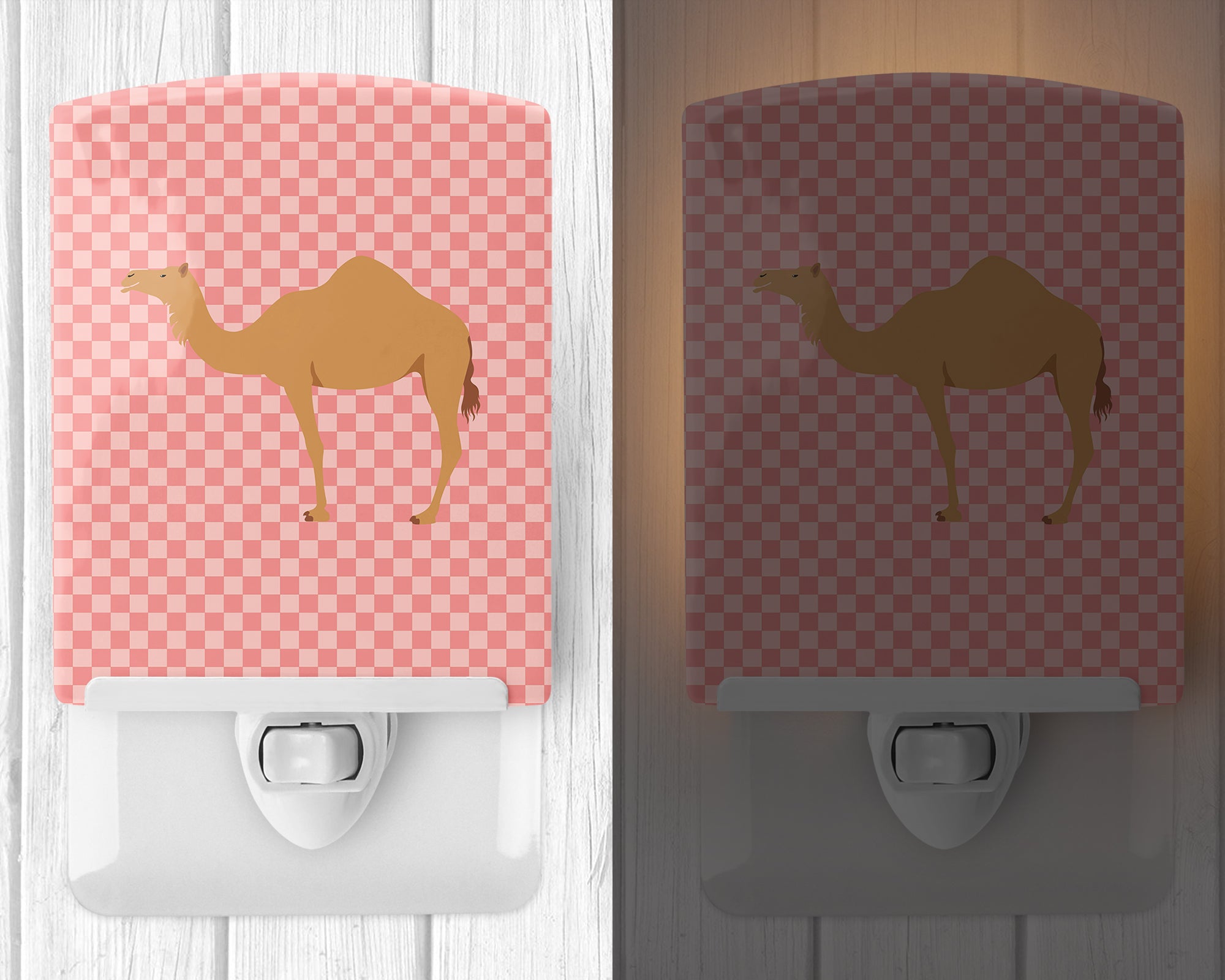 Arabian Camel Dromedary Pink Check Ceramic Night Light BB7817CNL - the-store.com