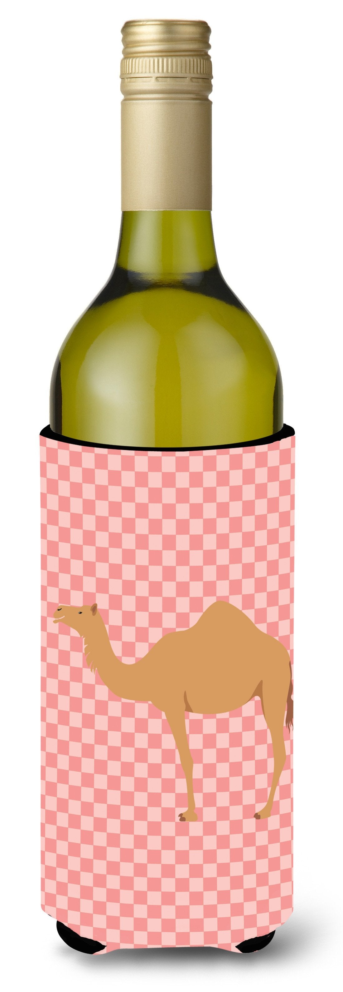 Arabian Camel Dromedary Pink Check Wine Bottle Beverge Insulator Hugger BB7817LITERK by Caroline's Treasures