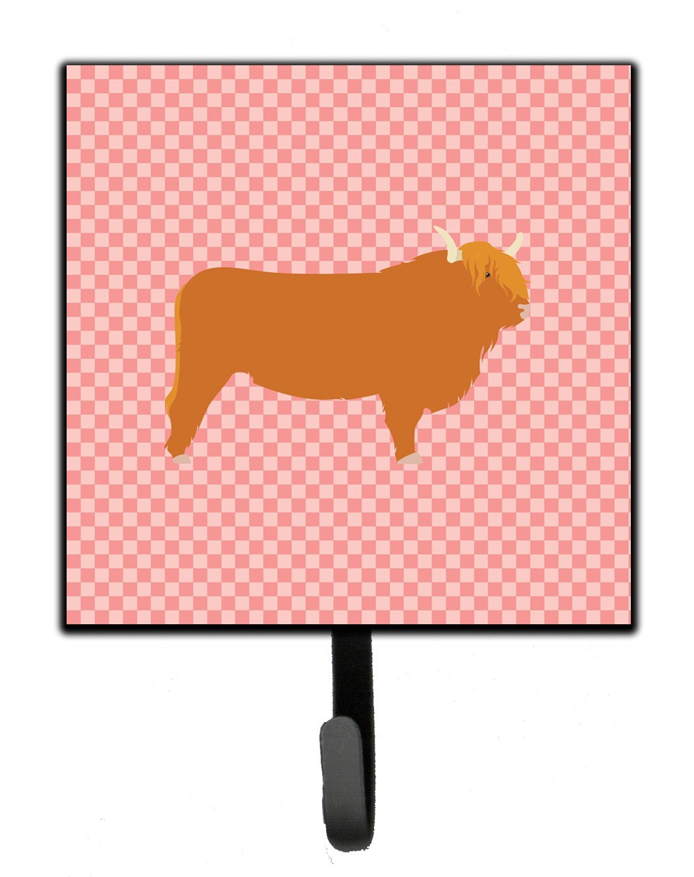 Highland Cow Pink Check Leash or Key Holder by Caroline's Treasures