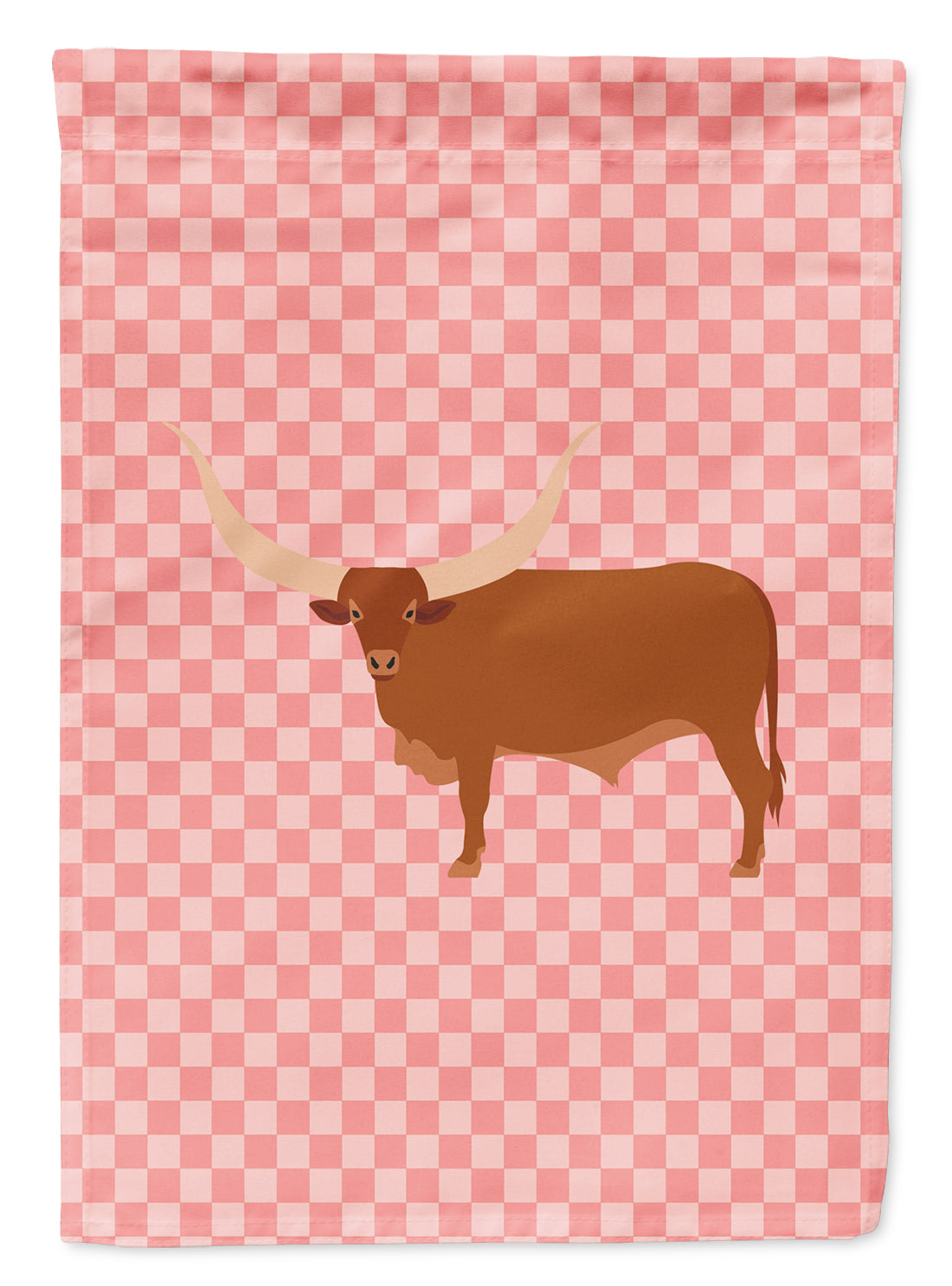 Ankole-Watusu Cow Pink Check Flag Garden Size