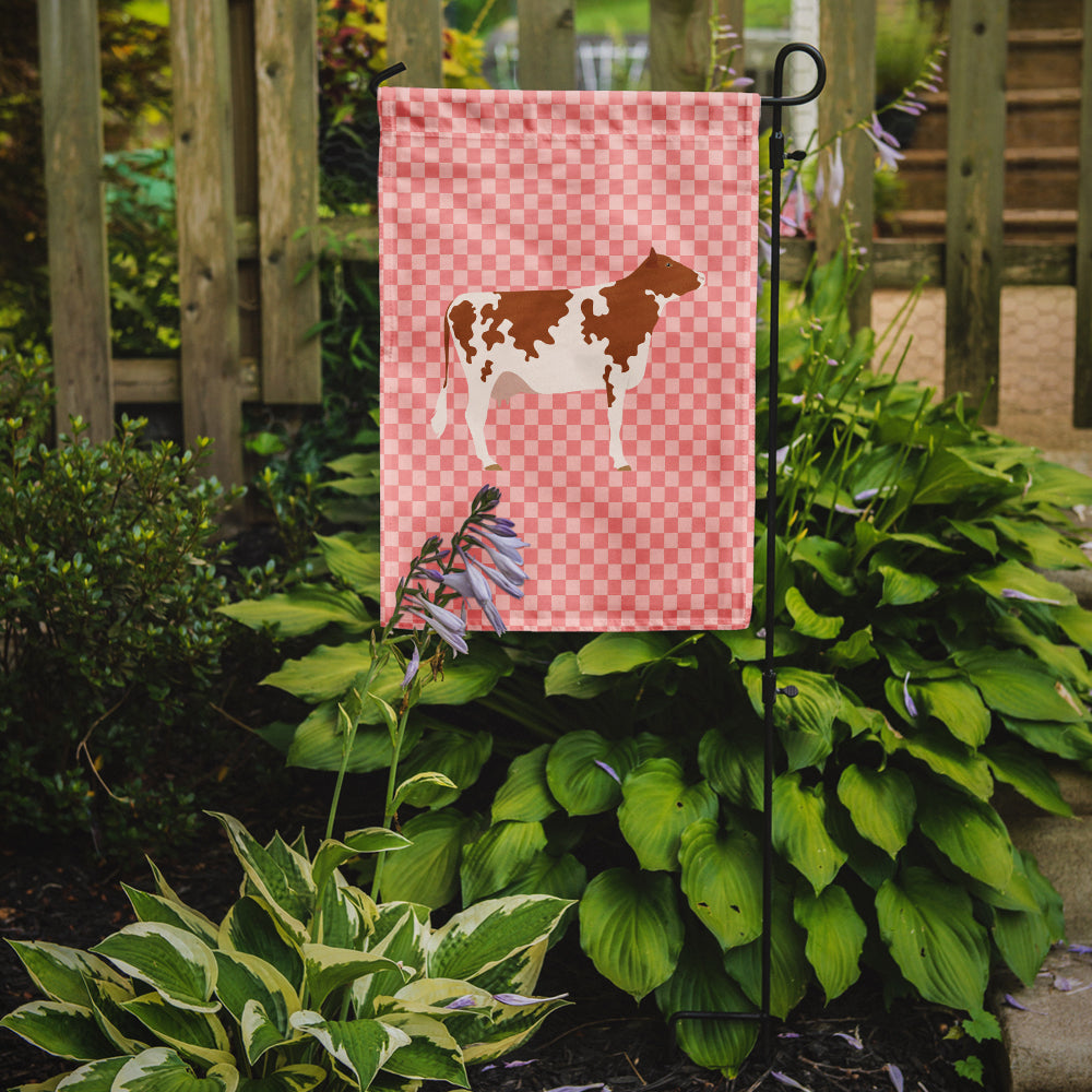 Ayrshire Cow Pink Check Flag Garden Size