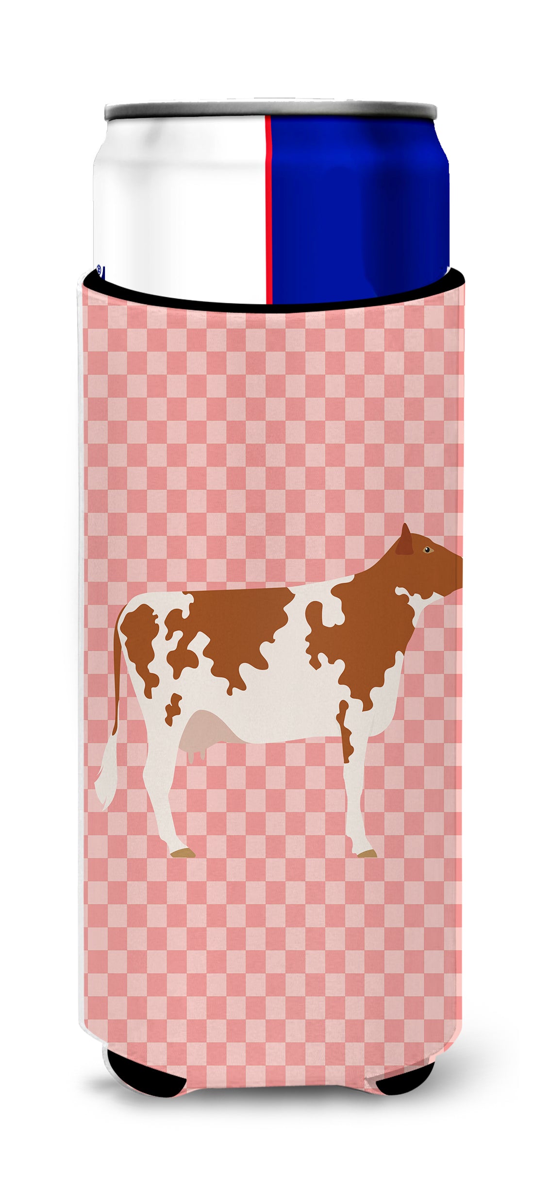 Ayrshire Cow Pink Check  Ultra Hugger for slim cans