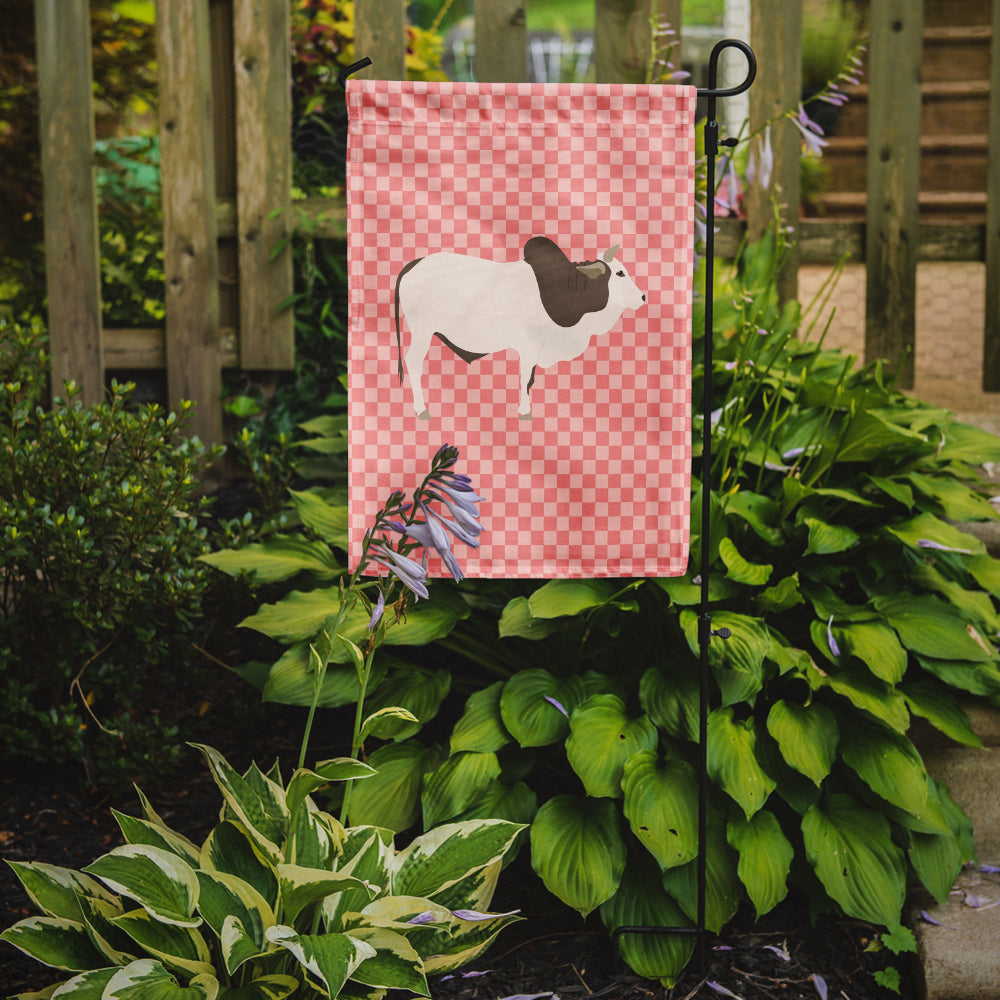 Malvi Cow Pink Check Flag Garden Size