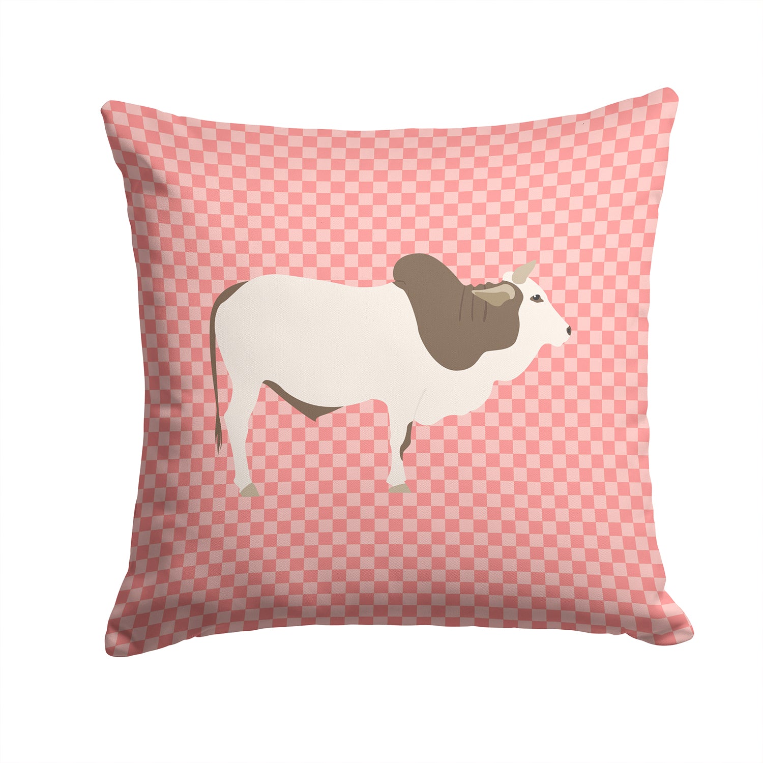 Malvi Cow Pink Check Fabric Decorative Pillow BB7830PW1414 - the-store.com