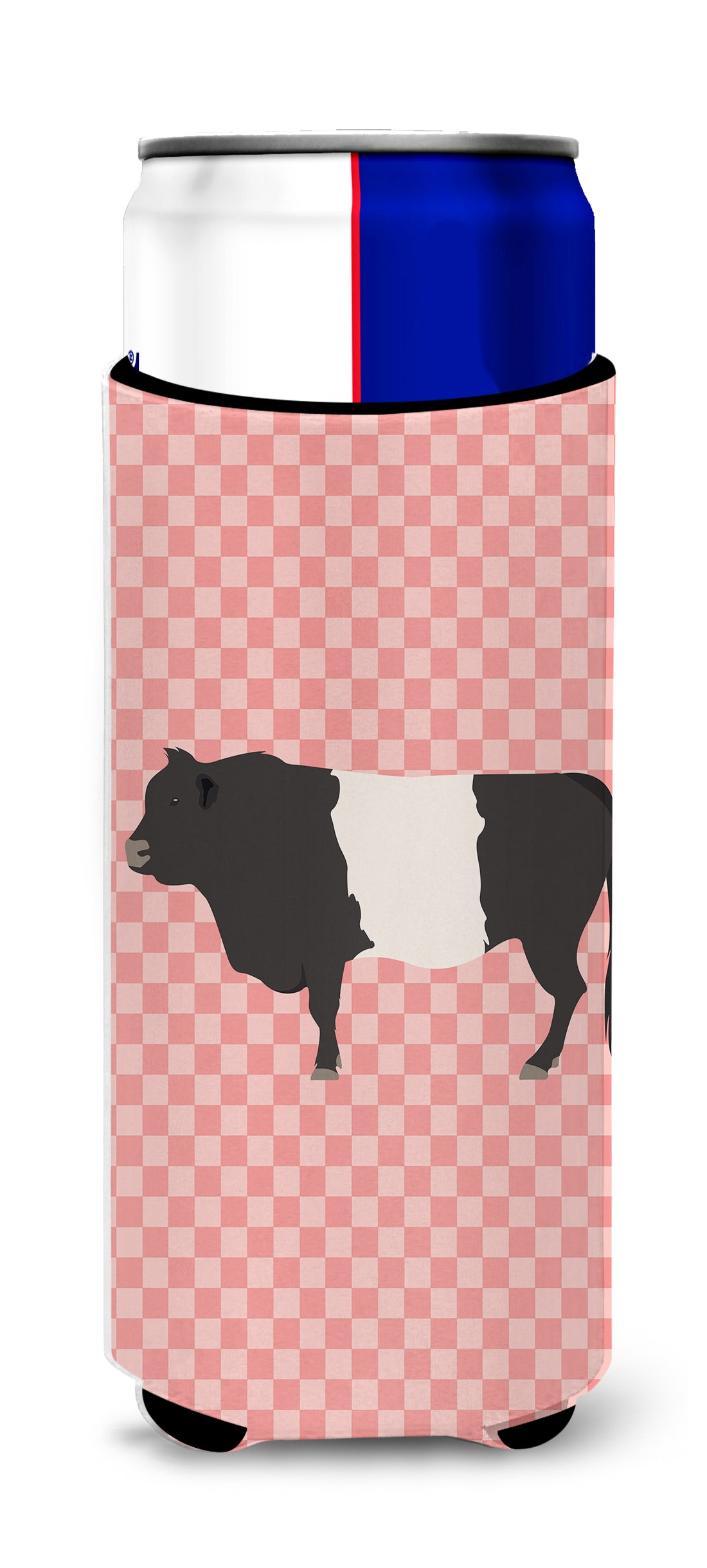 Belted Galloway Cow Pink Check  Ultra Hugger for slim cans