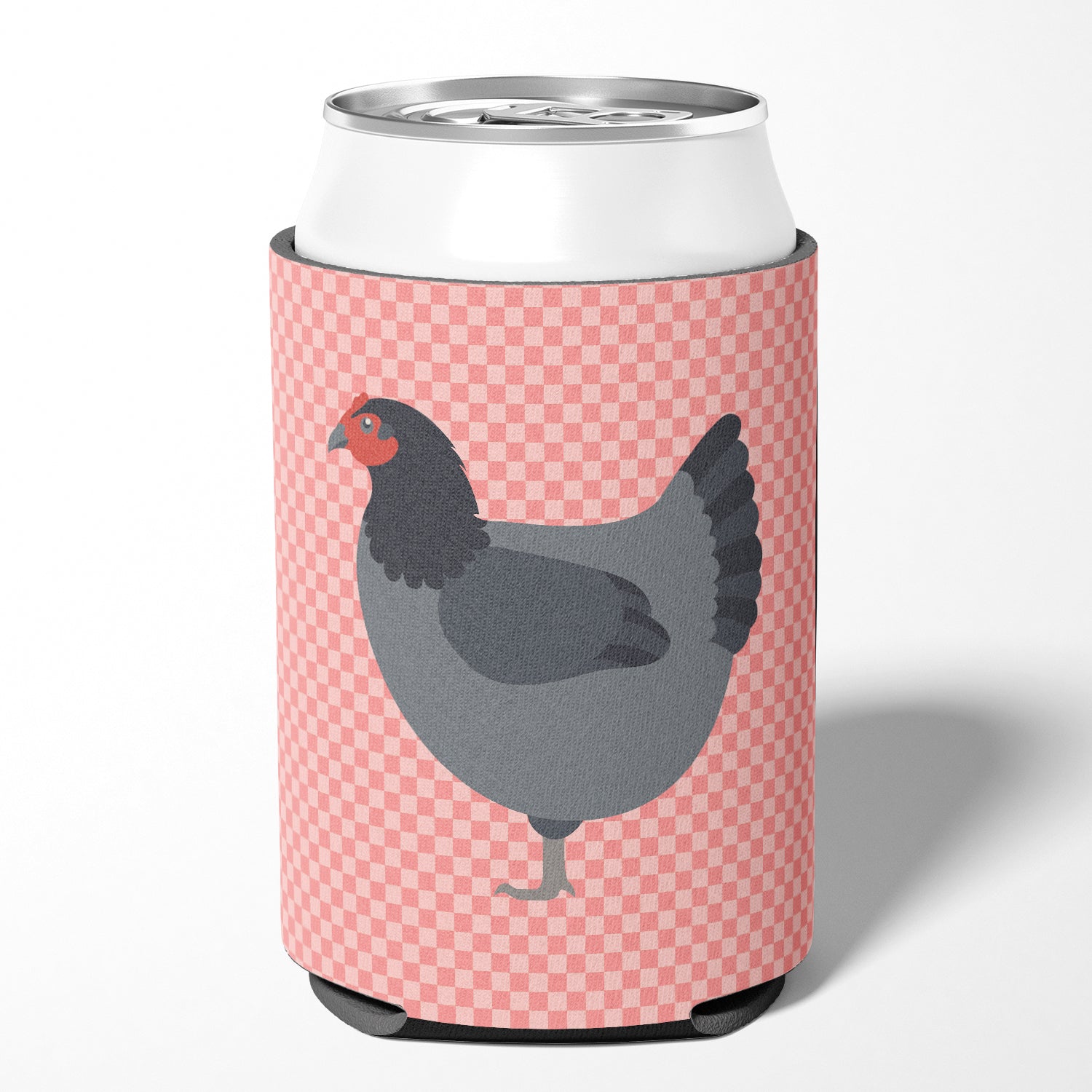 Jersey Giant Chicken Pink Check Can or Bottle Hugger BB7835CC