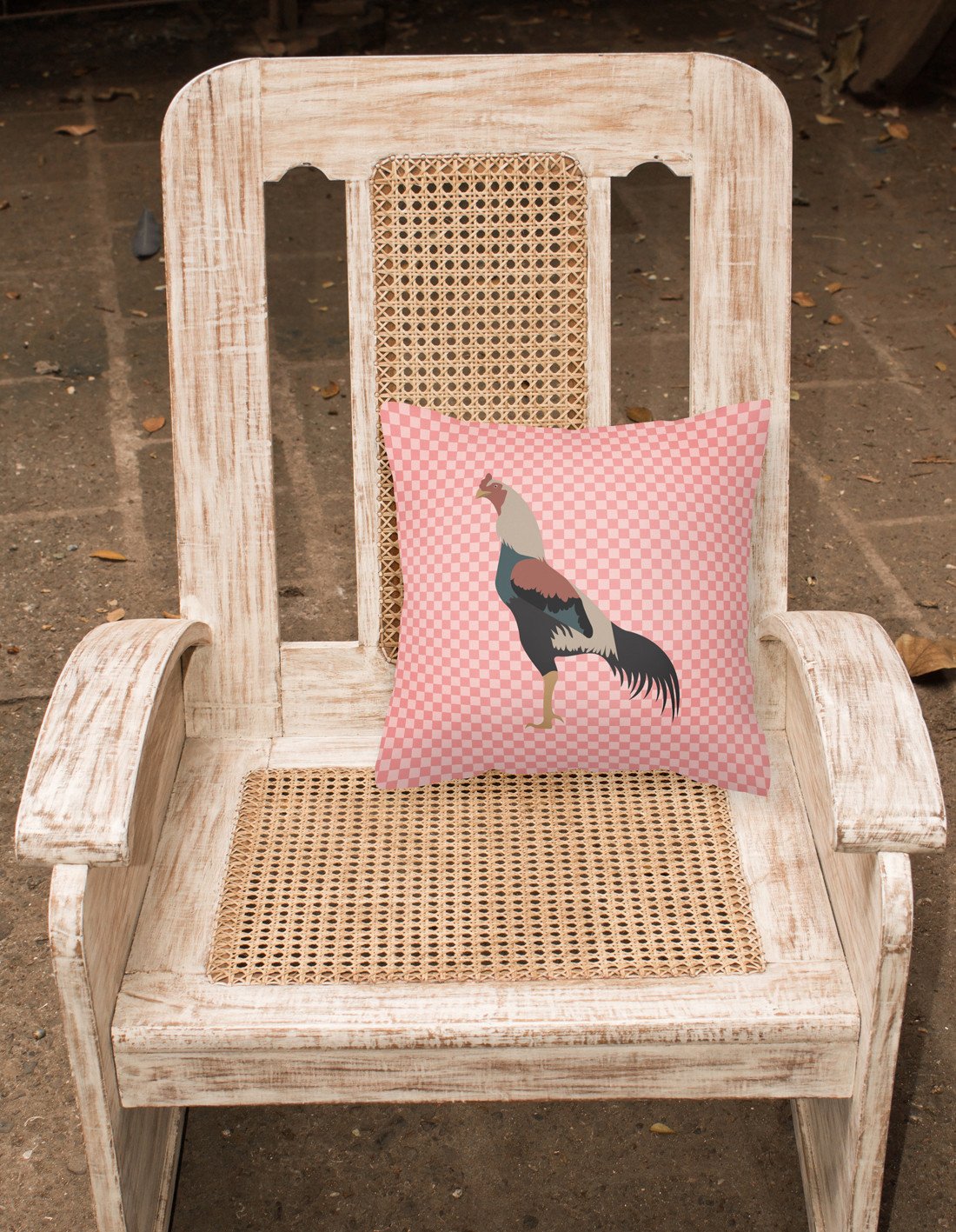 Kulang Chicken Pink Check Fabric Decorative Pillow BB7838PW1818 by Caroline's Treasures
