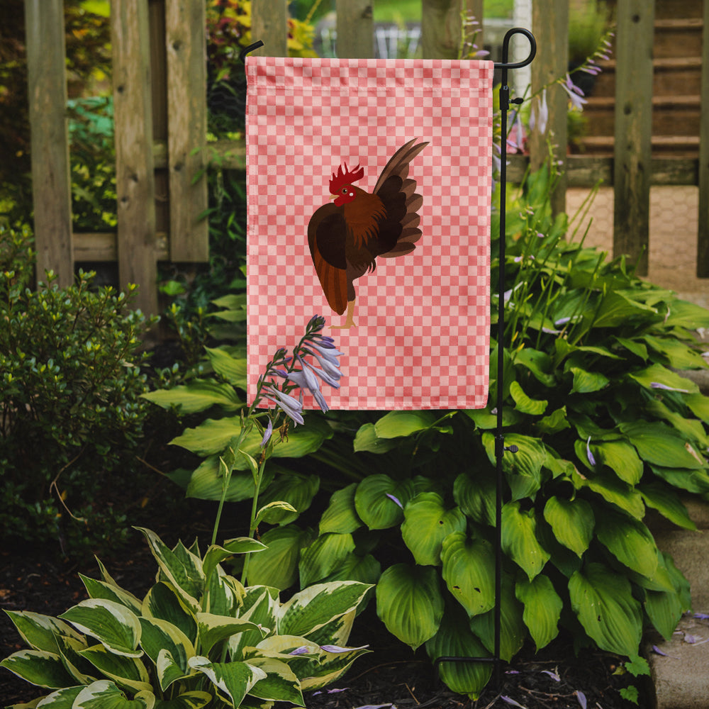 Malaysian Serama Chicken Pink Check Flag Garden Size