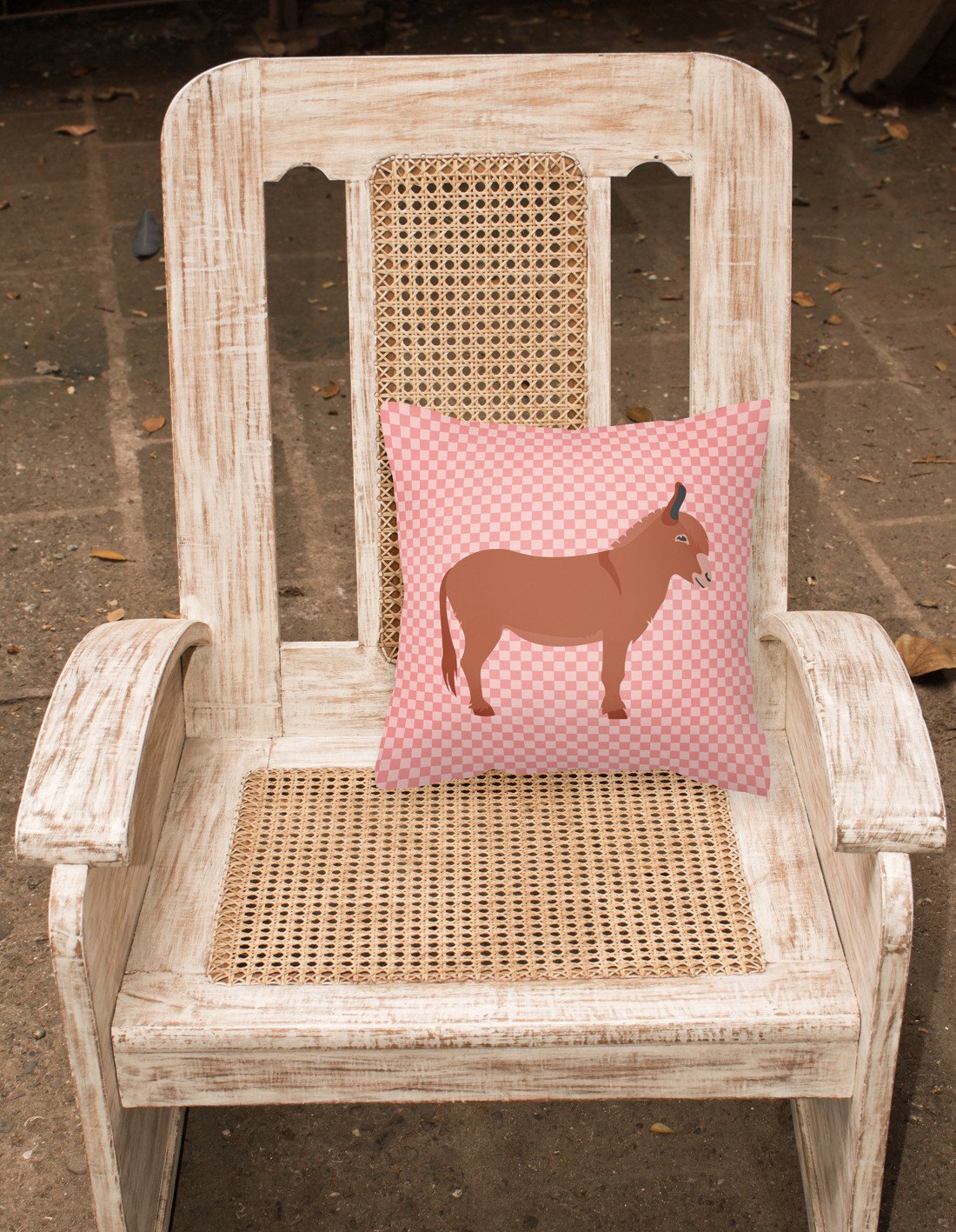 Irish Donkey Pink Check Fabric Decorative Pillow BB7848PW1818 by Caroline's Treasures