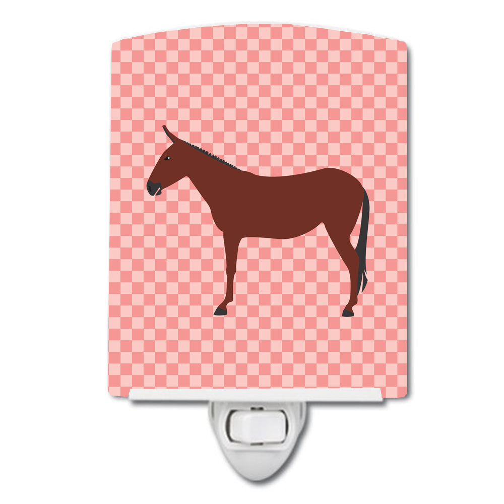 Hinny Horse Donkey Pink Check Ceramic Night Light BB7850CNL - the-store.com