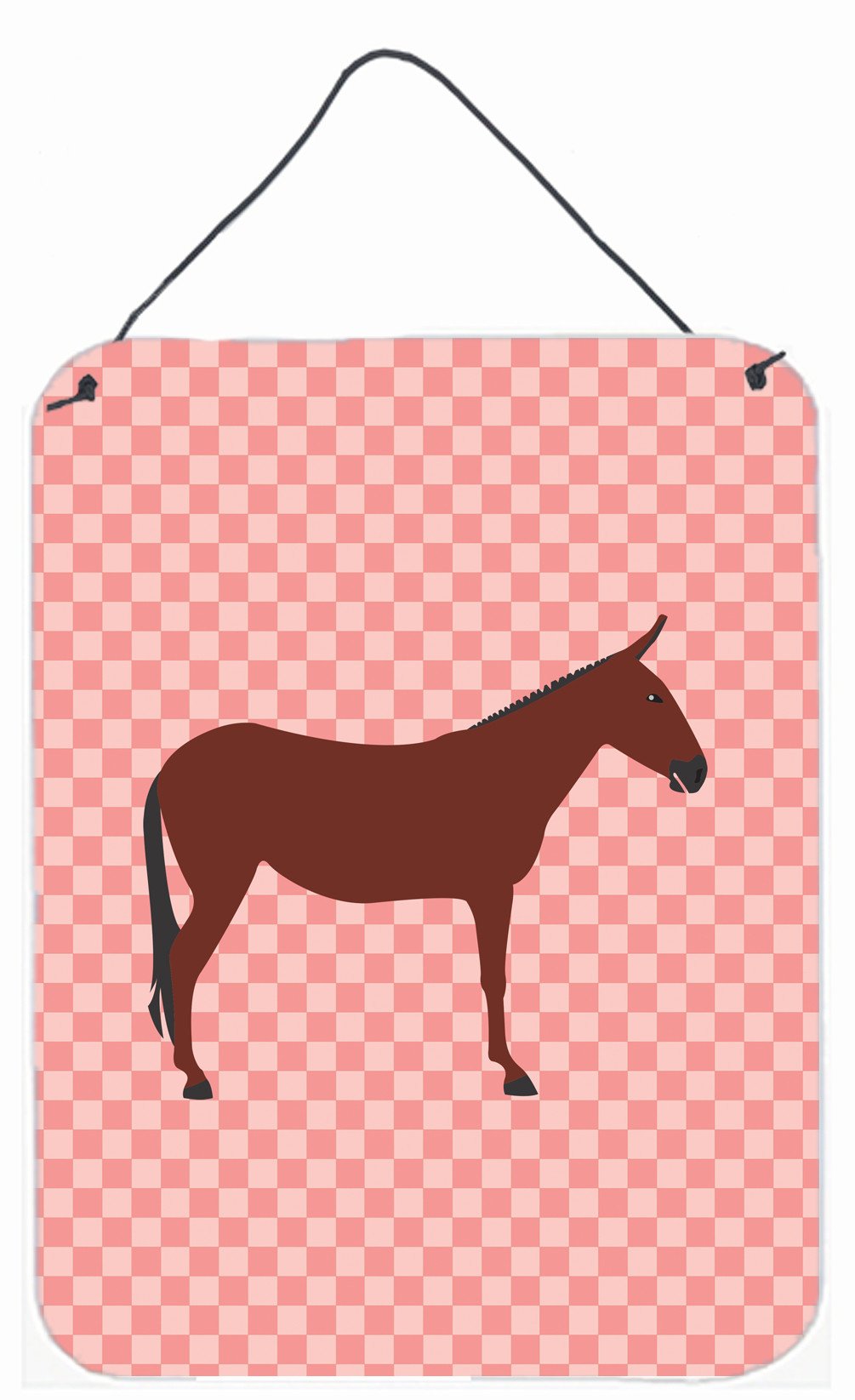 Hinny Horse Donkey Pink Check Wall or Door Hanging Prints BB7850DS1216 by Caroline's Treasures