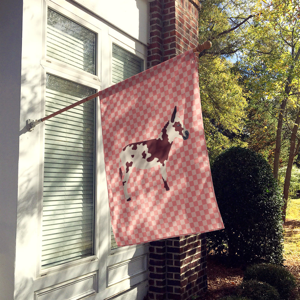 American Spotted Donkey Pink Check Flag Canvas House Size BB7851CHF