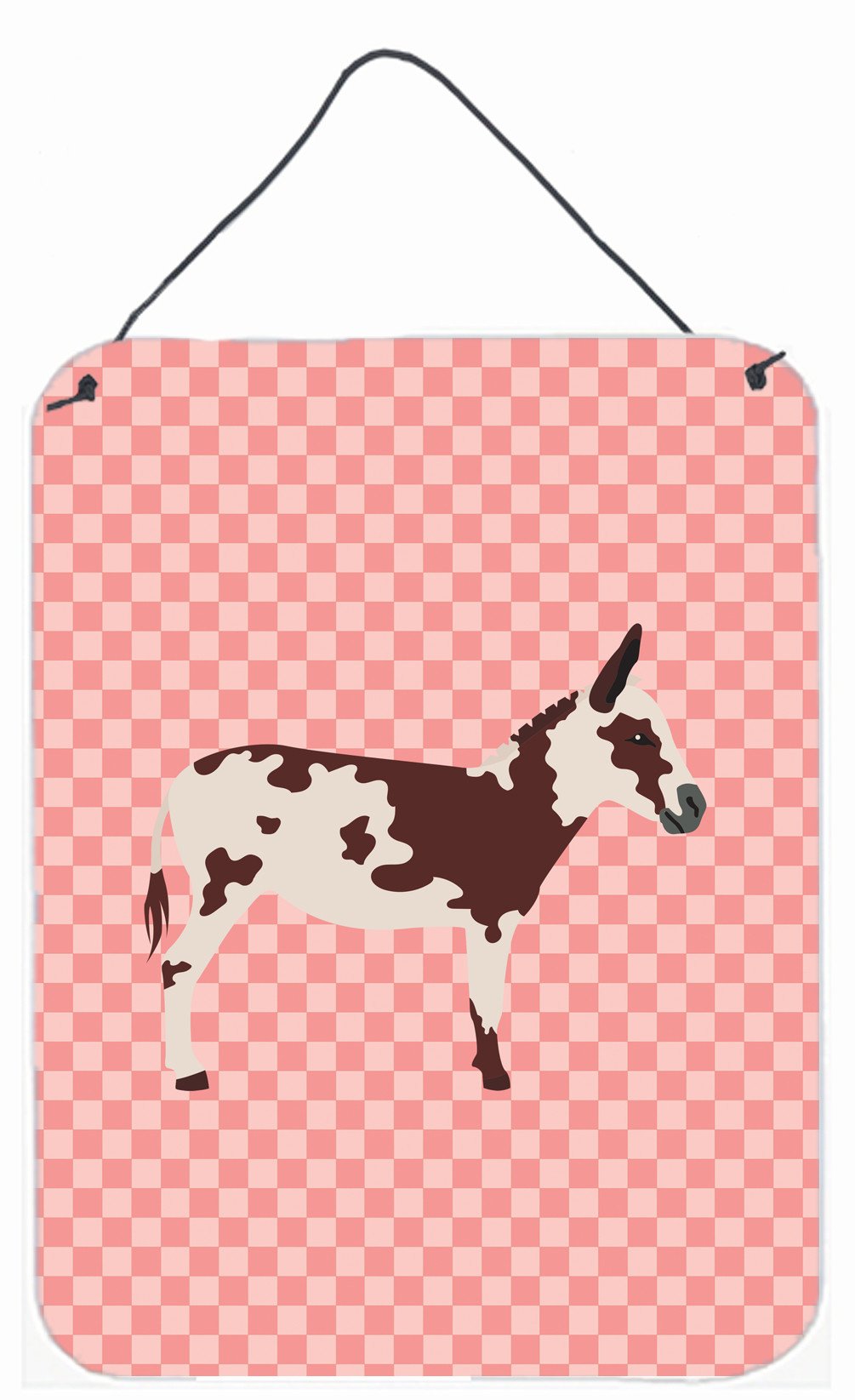 American Spotted Donkey Pink Check Wall or Door Hanging Prints BB7851DS1216 by Caroline's Treasures