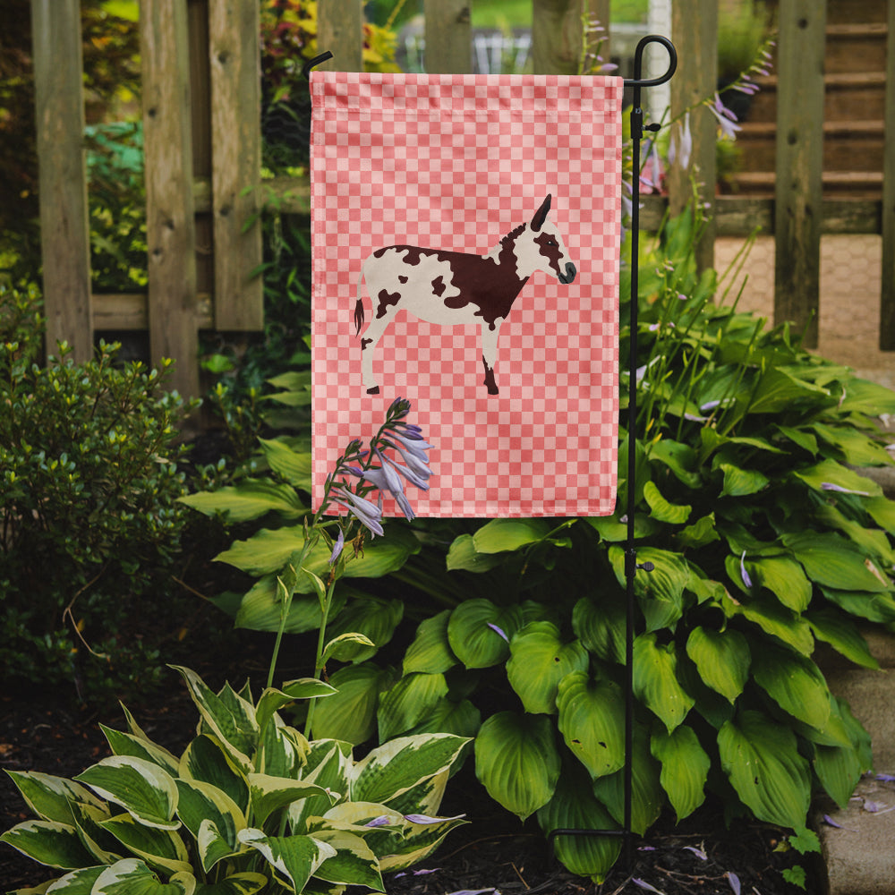 American Spotted Donkey Pink Check Flag Garden Size