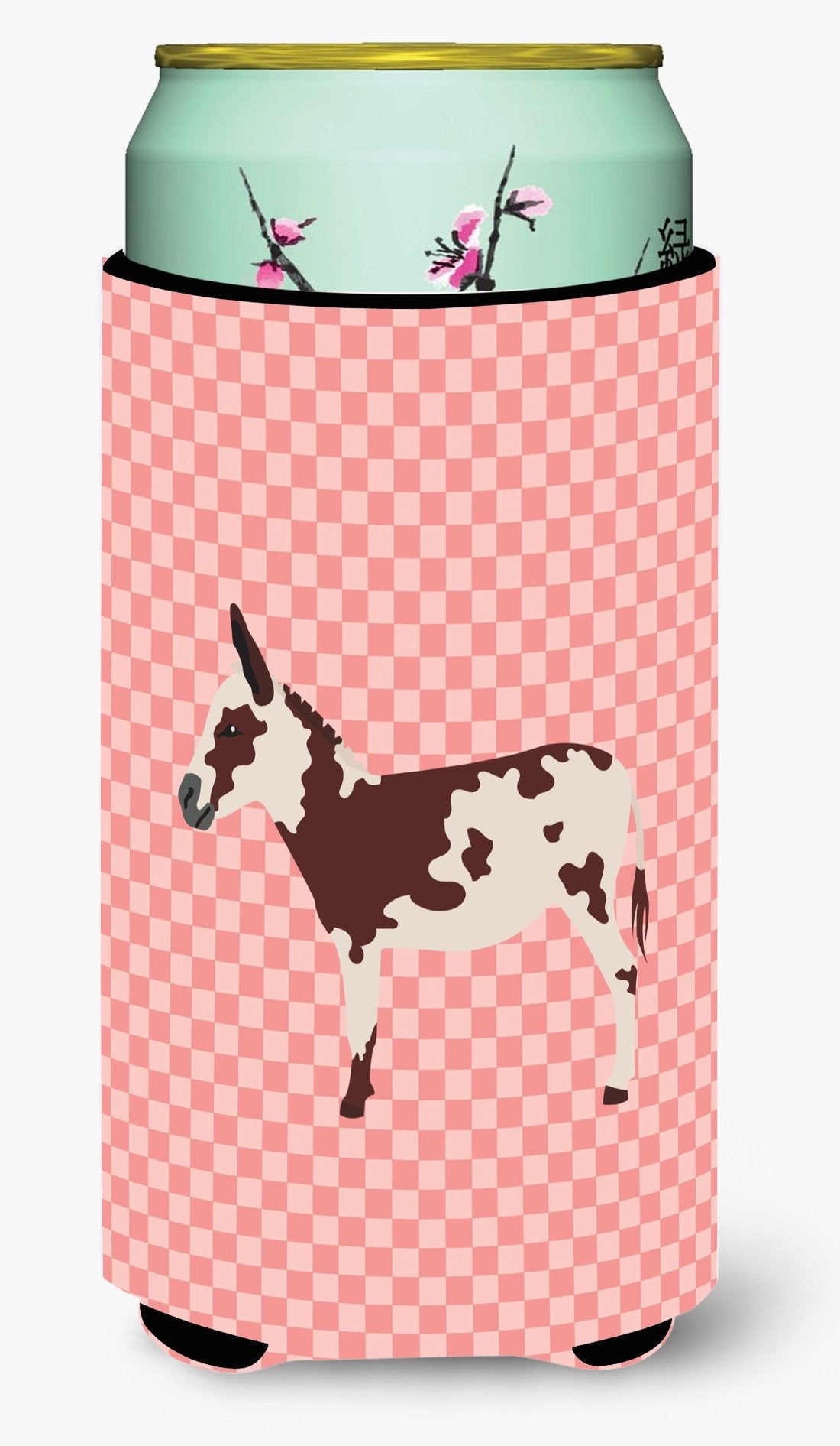 American Spotted Donkey Pink Check Tall Boy Beverage Insulator Hugger BB7851TBC by Caroline's Treasures