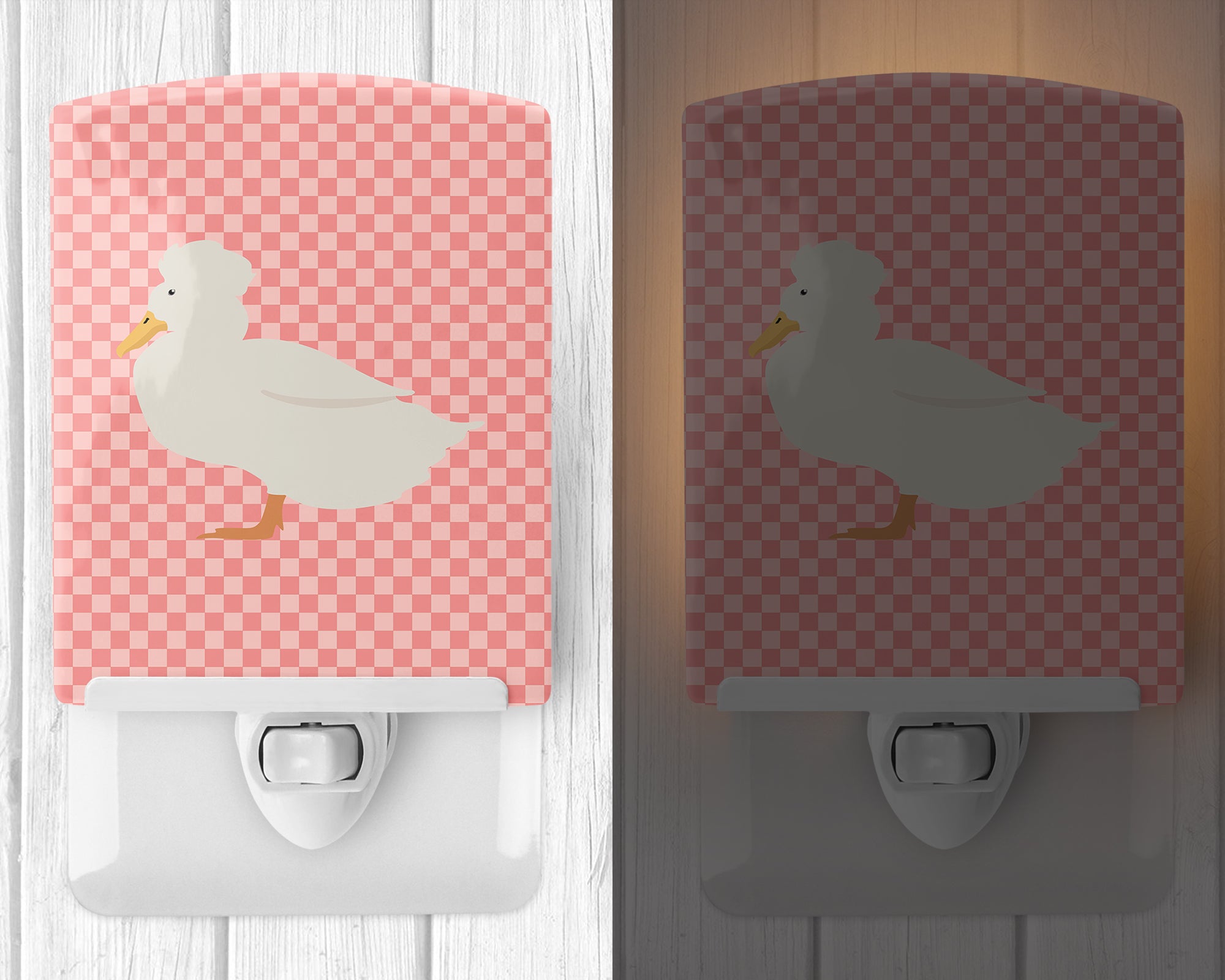 Crested Duck Pink Check Ceramic Night Light BB7857CNL - the-store.com