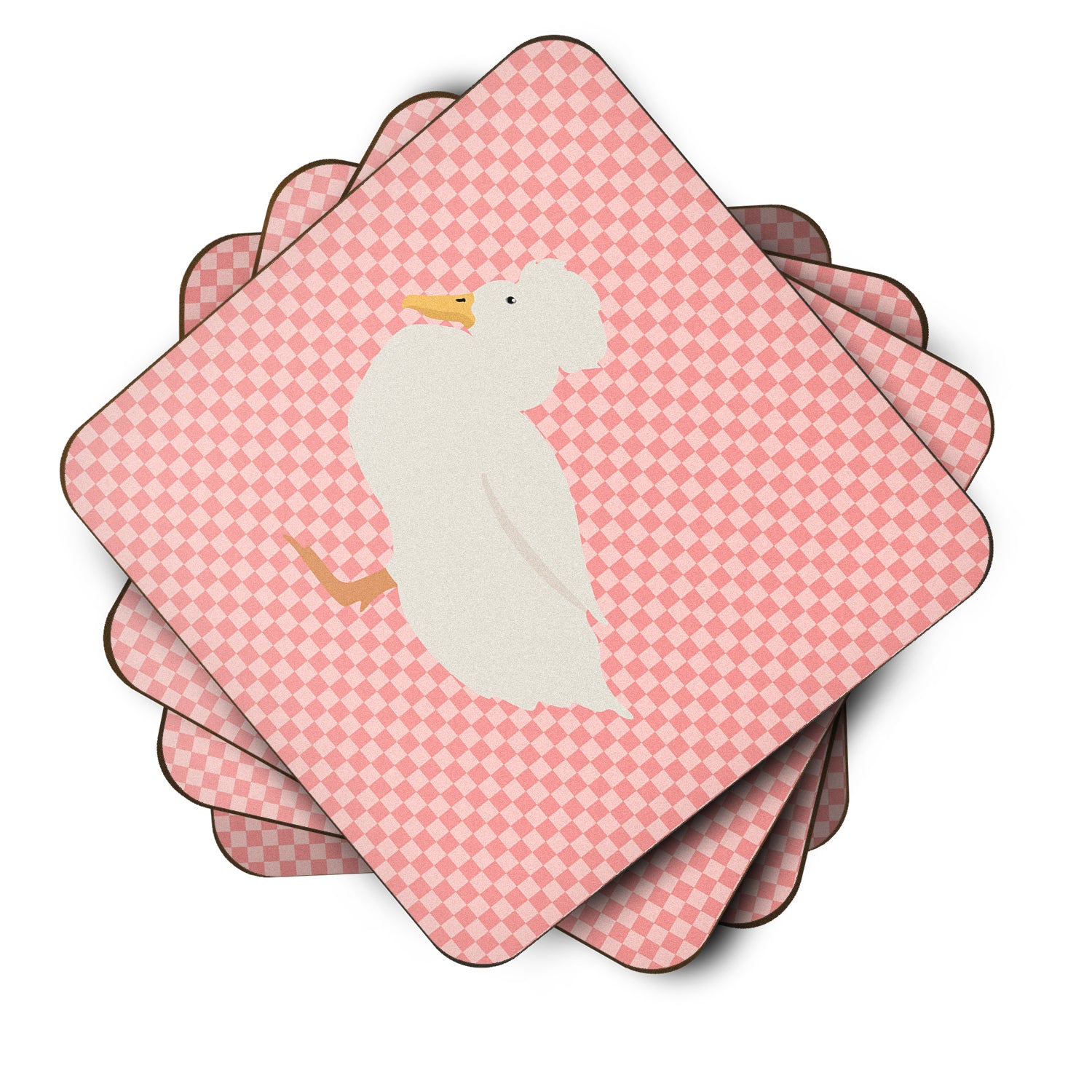 Crested Duck Pink Check Foam Coaster Set of 4 BB7857FC - the-store.com