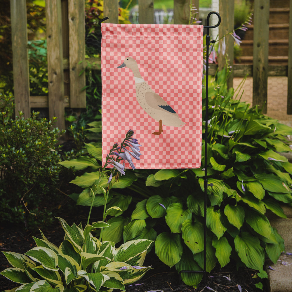 West Harlequin Duck Pink Check Flag Garden Size