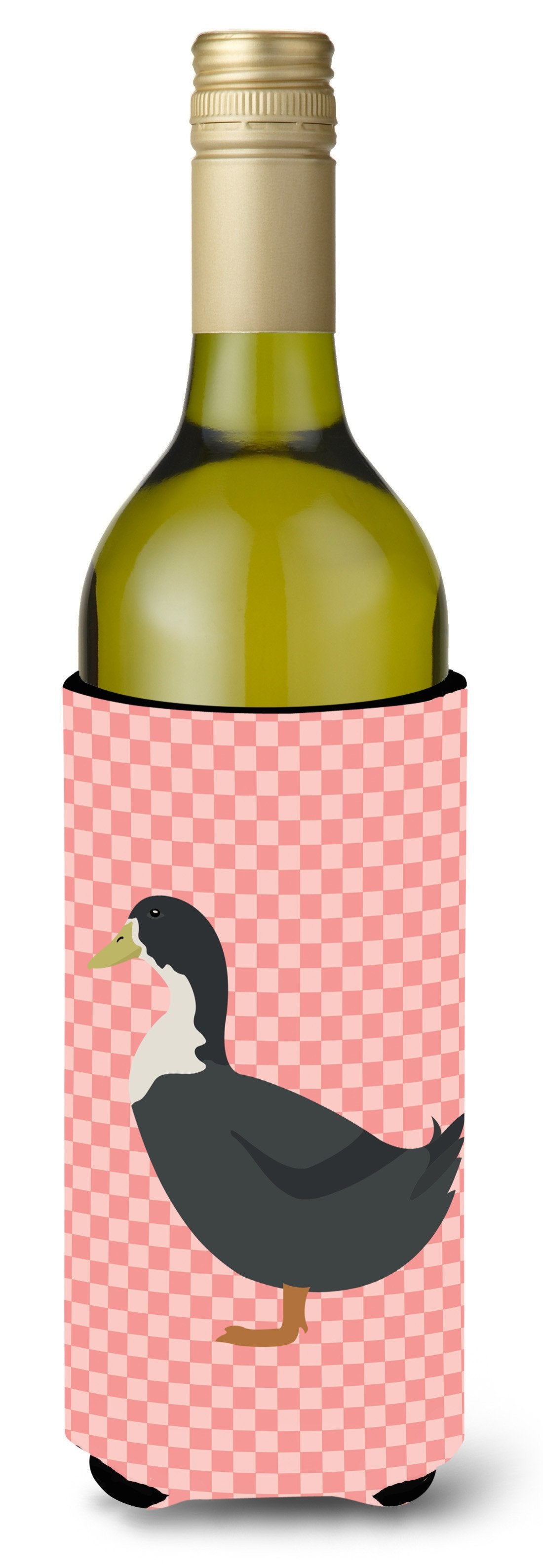 Blue Swedish Duck Pink Check Wine Bottle Beverge Insulator Hugger BB7862LITERK by Caroline's Treasures