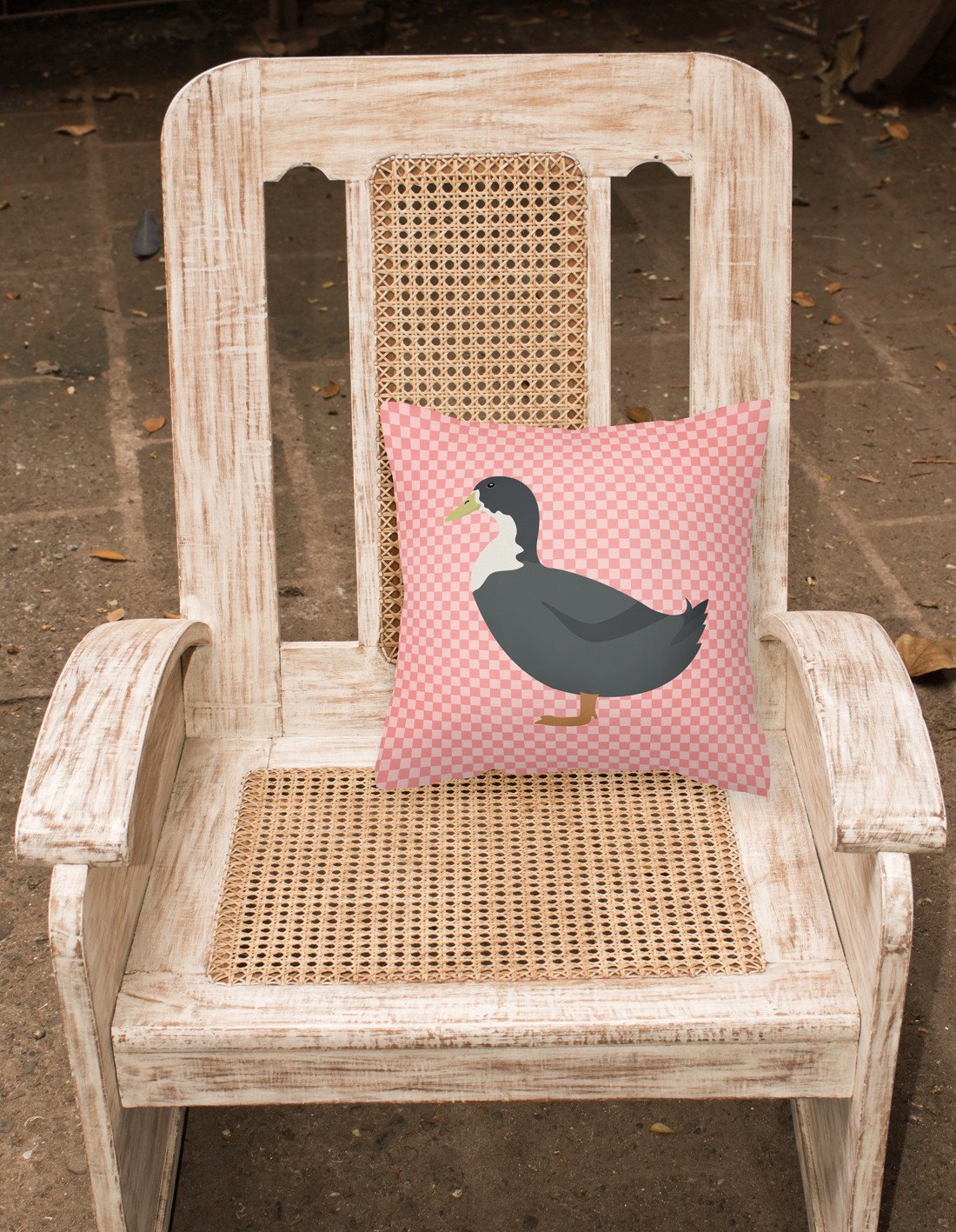 Blue Swedish Duck Pink Check Fabric Decorative Pillow BB7862PW1818 by Caroline's Treasures