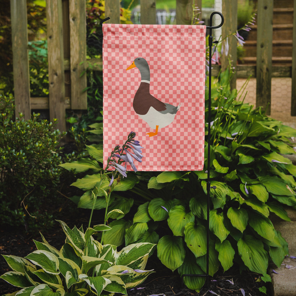 Saxony Sachsenente Duck Pink Check Flag Garden Size