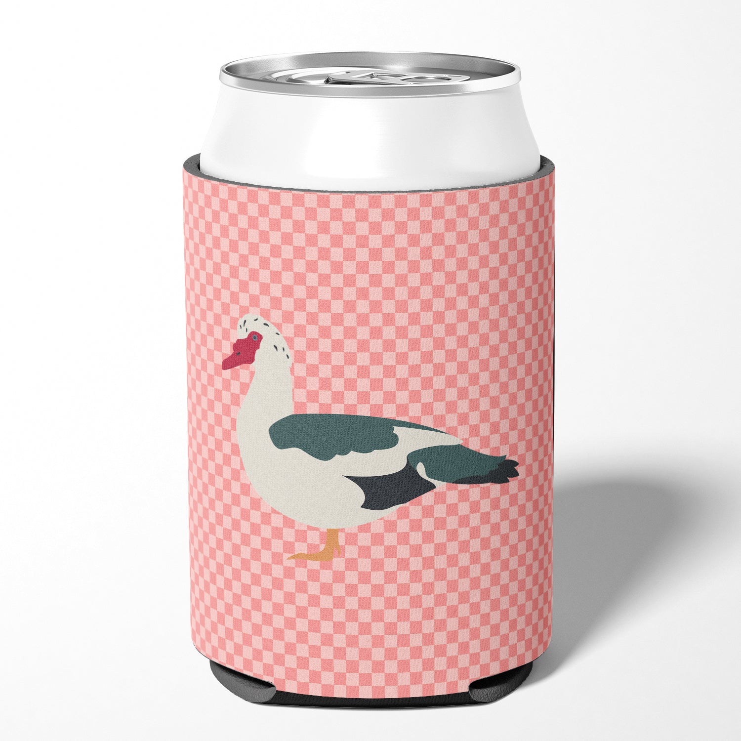 Muscovy Duck Pink Check Can or Bottle Hugger BB7864CC