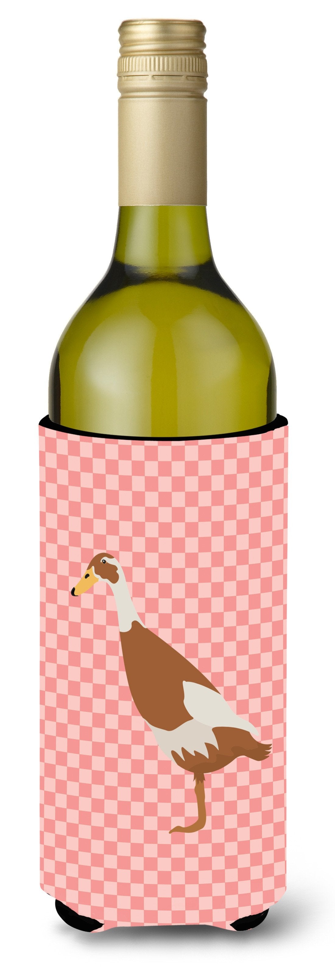 Indian Runner Duck Pink Check Wine Bottle Beverge Insulator Hugger BB7865LITERK by Caroline's Treasures