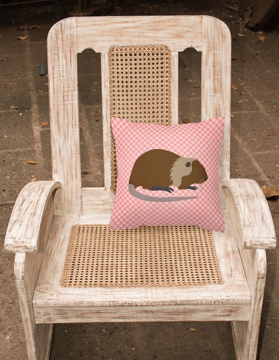 Coypu Nutria River Rat Pink Check Fabric Decorative Pillow BB7879PW1818 by Caroline's Treasures