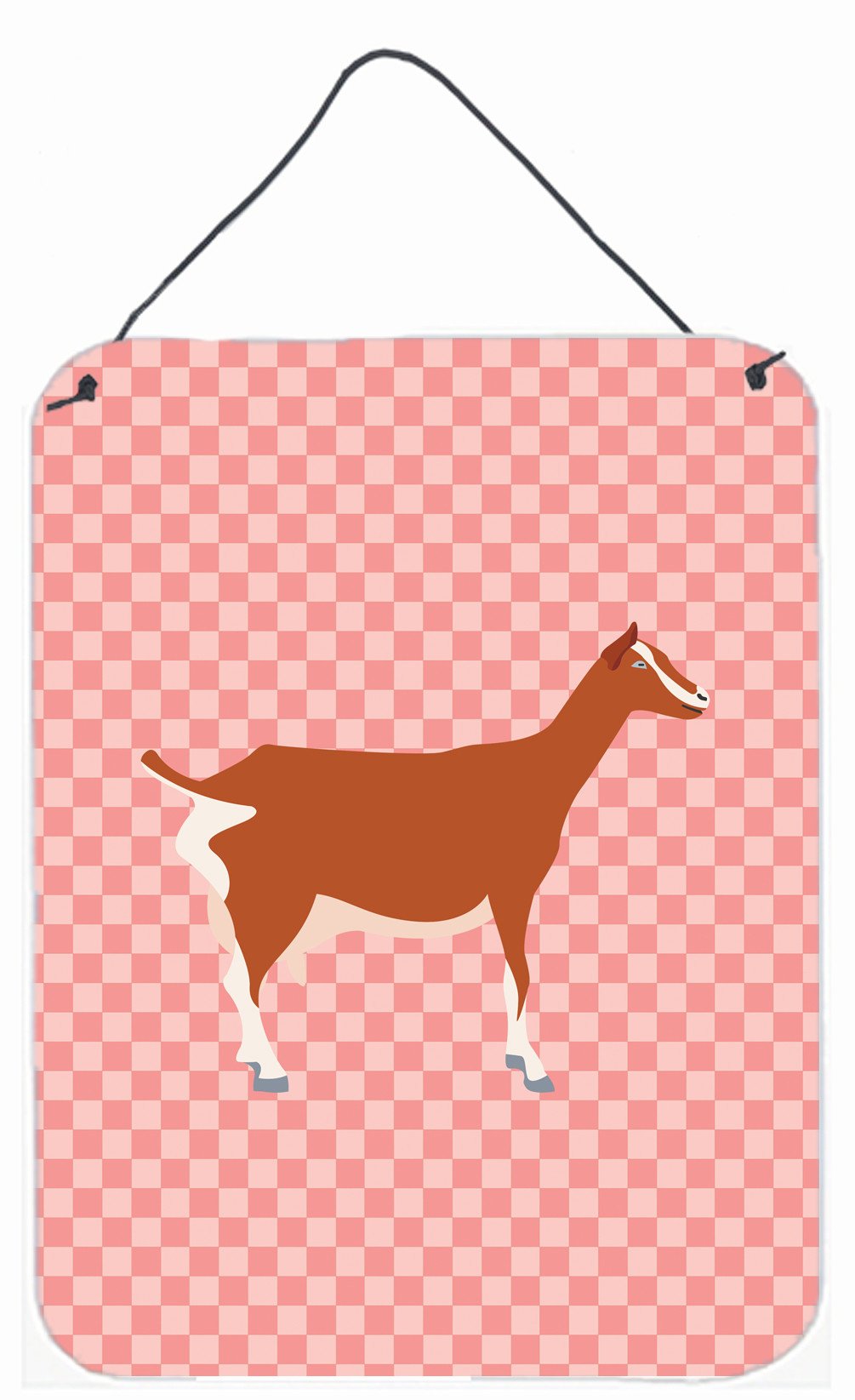 Toggenburger Goat Pink Check Wall or Door Hanging Prints BB7881DS1216 by Caroline's Treasures