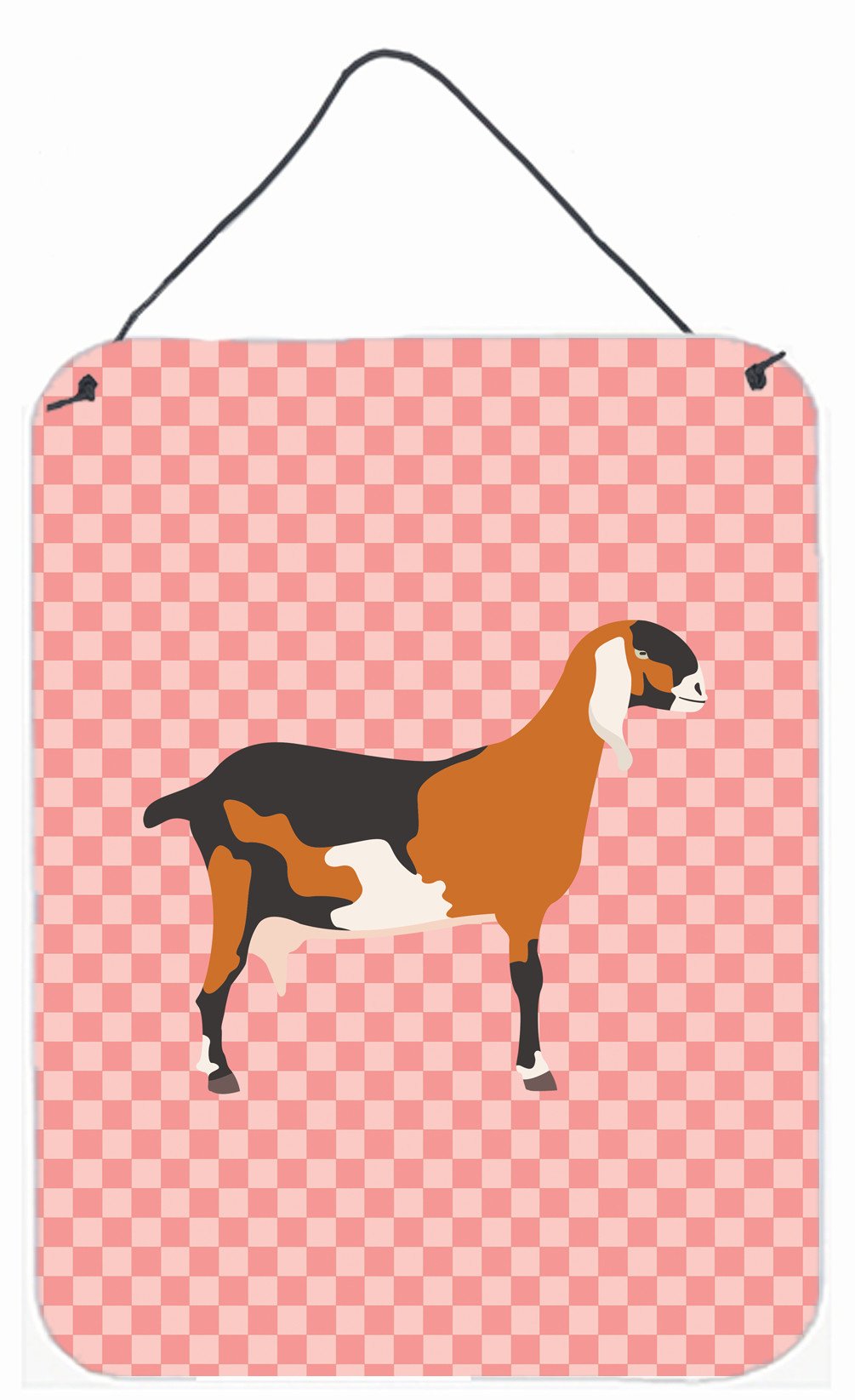 Anglo-nubian Nubian Goat Pink Check Wall or Door Hanging Prints BB7883DS1216 by Caroline's Treasures