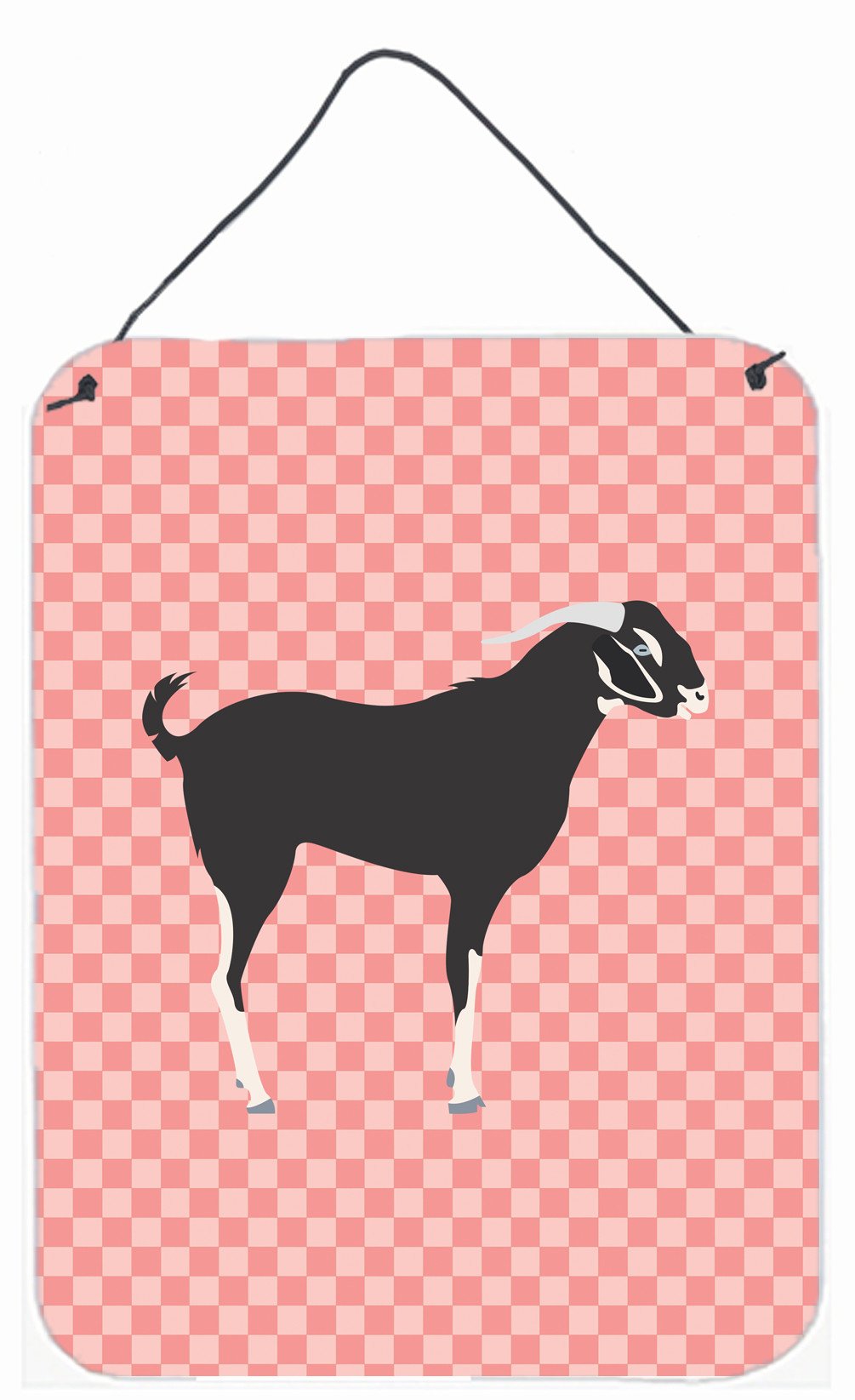 Black Bengal Goat Pink Check Wall or Door Hanging Prints BB7884DS1216 by Caroline's Treasures