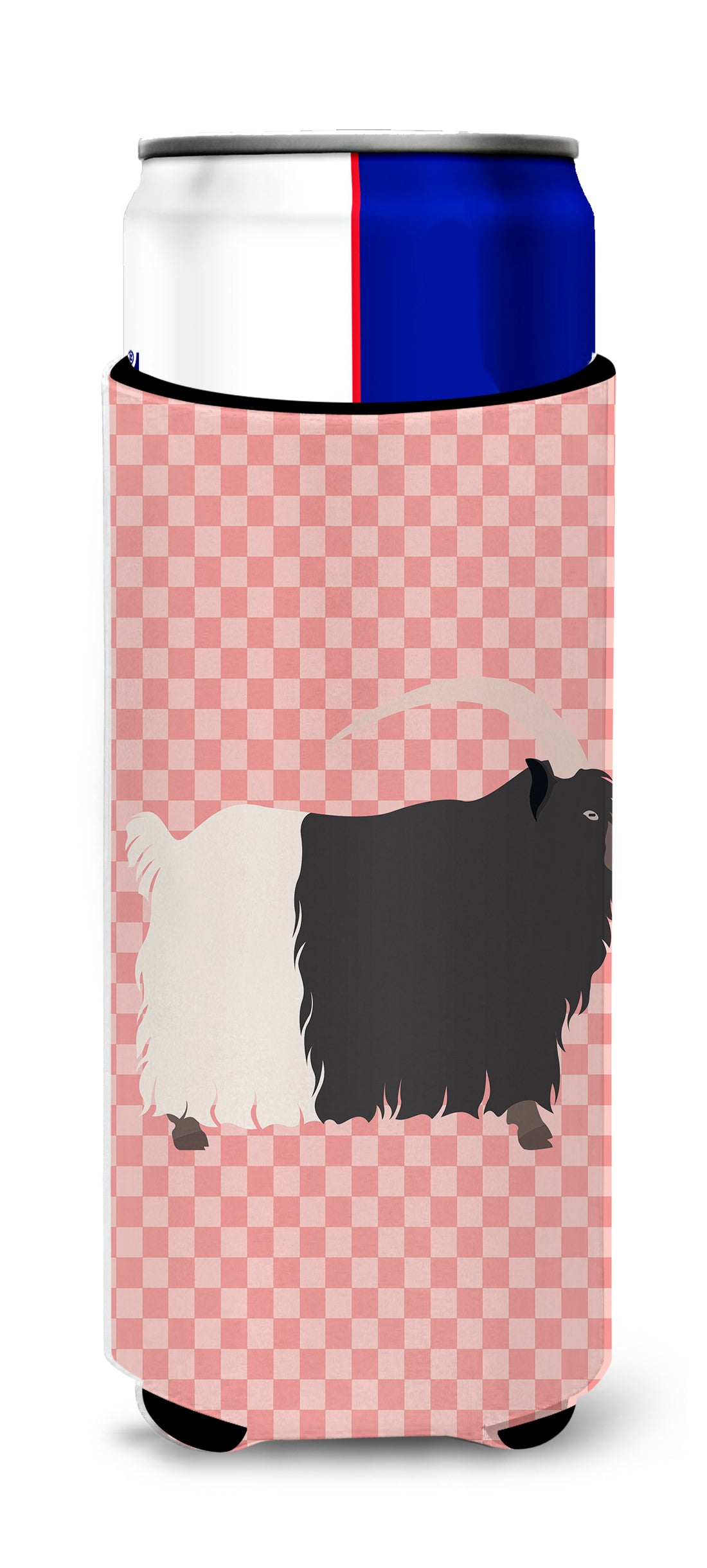 Welsh Black-Necked Goat Pink Check  Ultra Hugger for slim cans