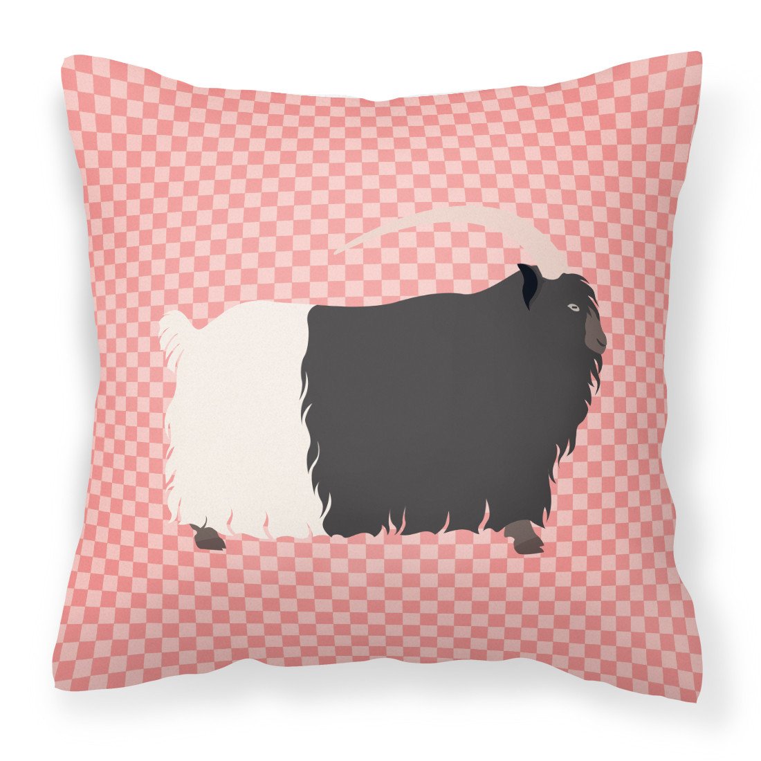 Welsh Black-Necked Goat Pink Check Fabric Decorative Pillow BB7887PW1818 by Caroline's Treasures