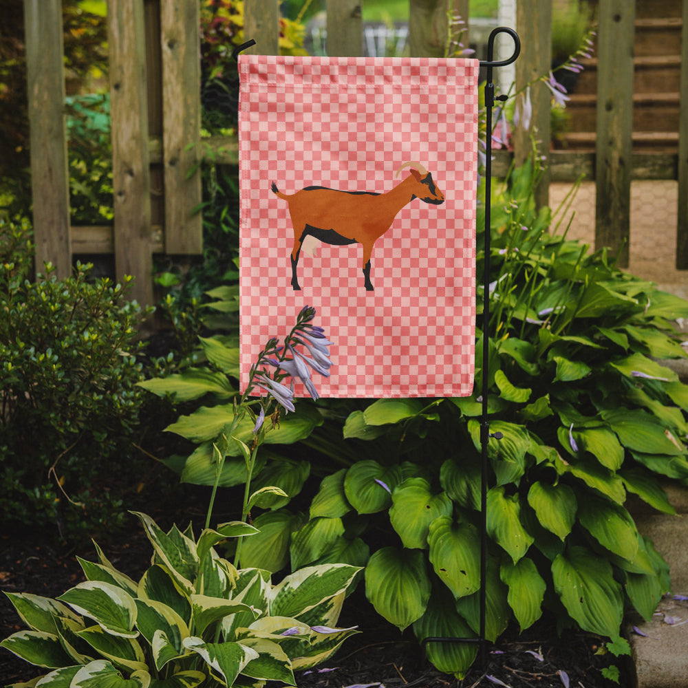 Oberhasli Goat Pink Check Flag Garden Size