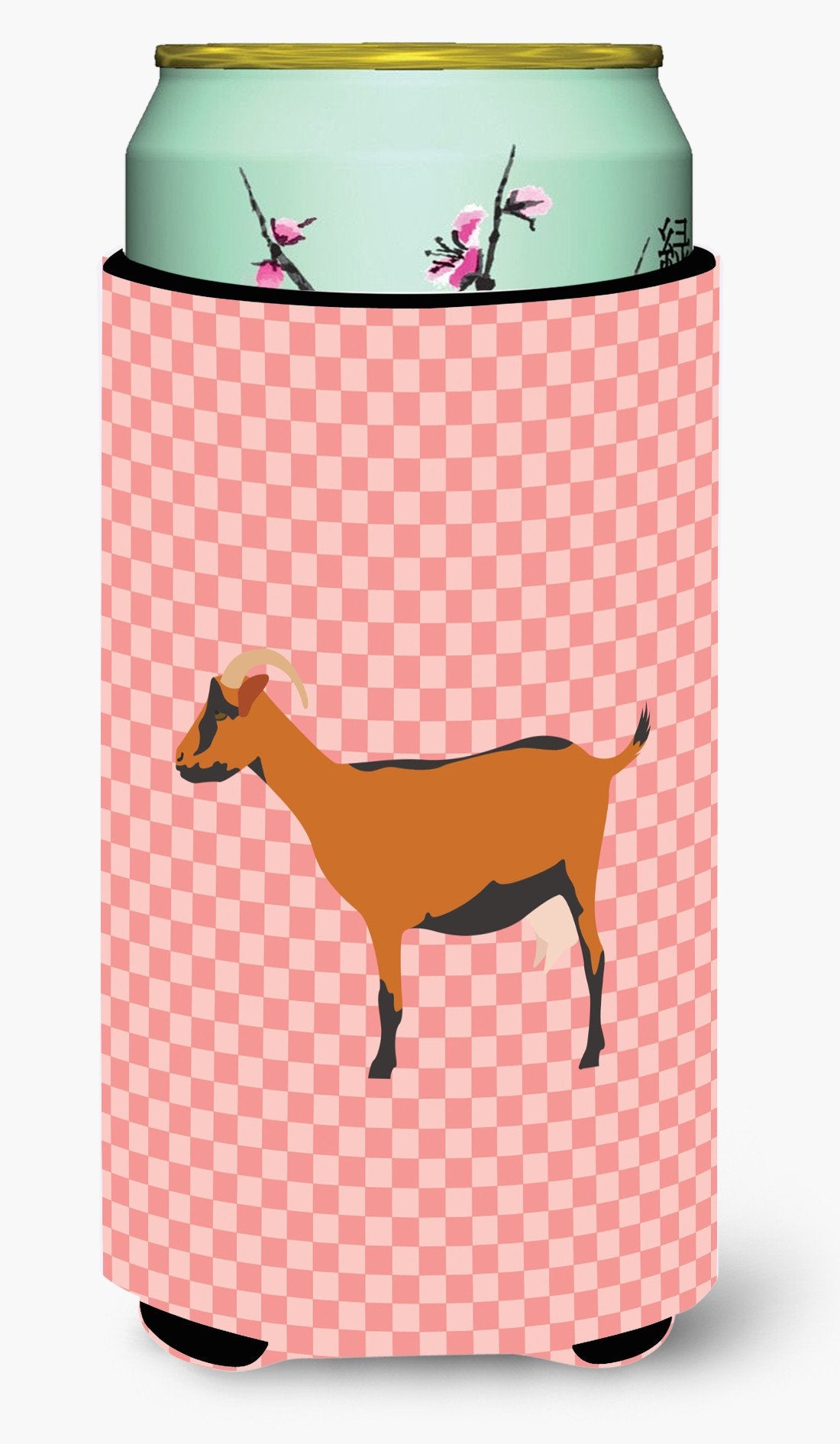 Oberhasli Goat Pink Check Tall Boy Beverage Insulator Hugger BB7888TBC by Caroline's Treasures