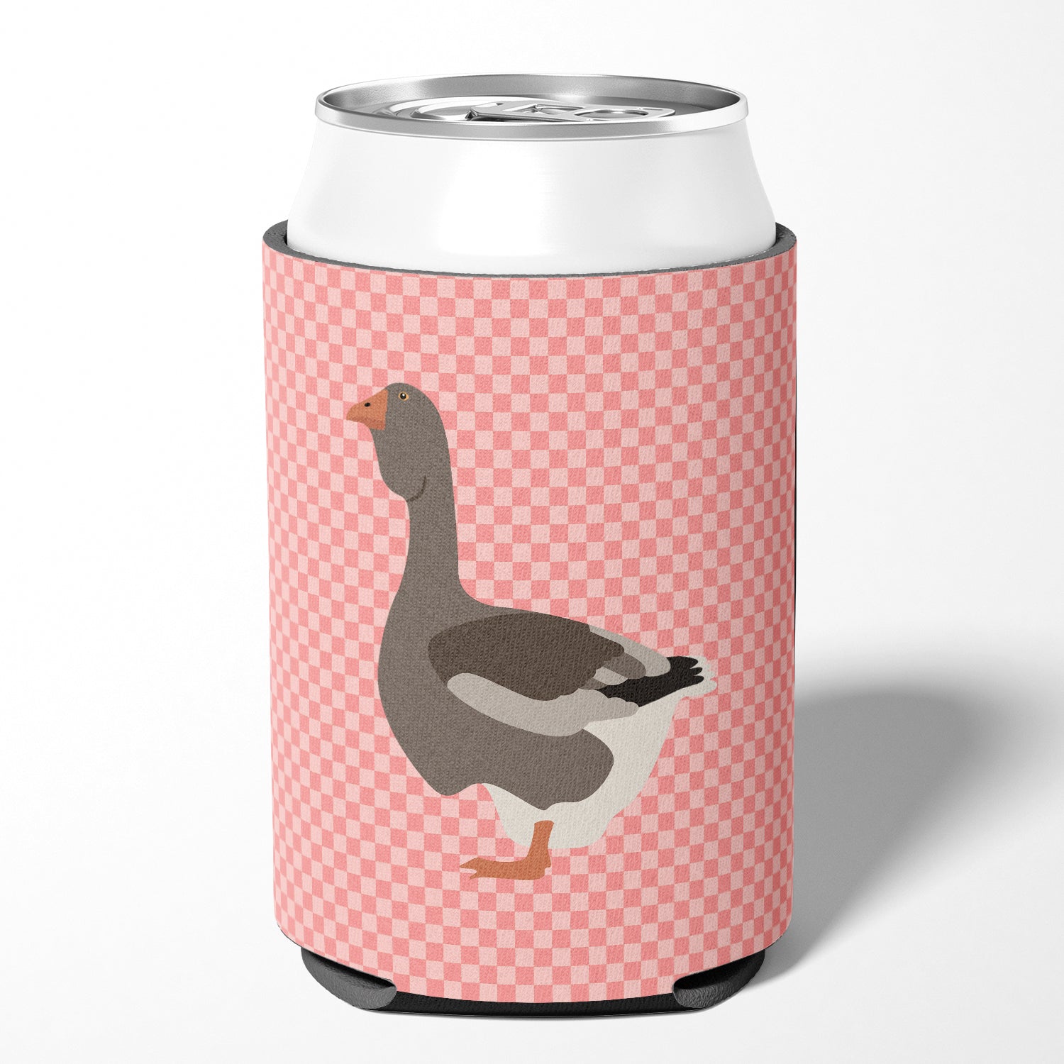 Toulouse Goose Pink Check Can or Bottle Hugger BB7897CC