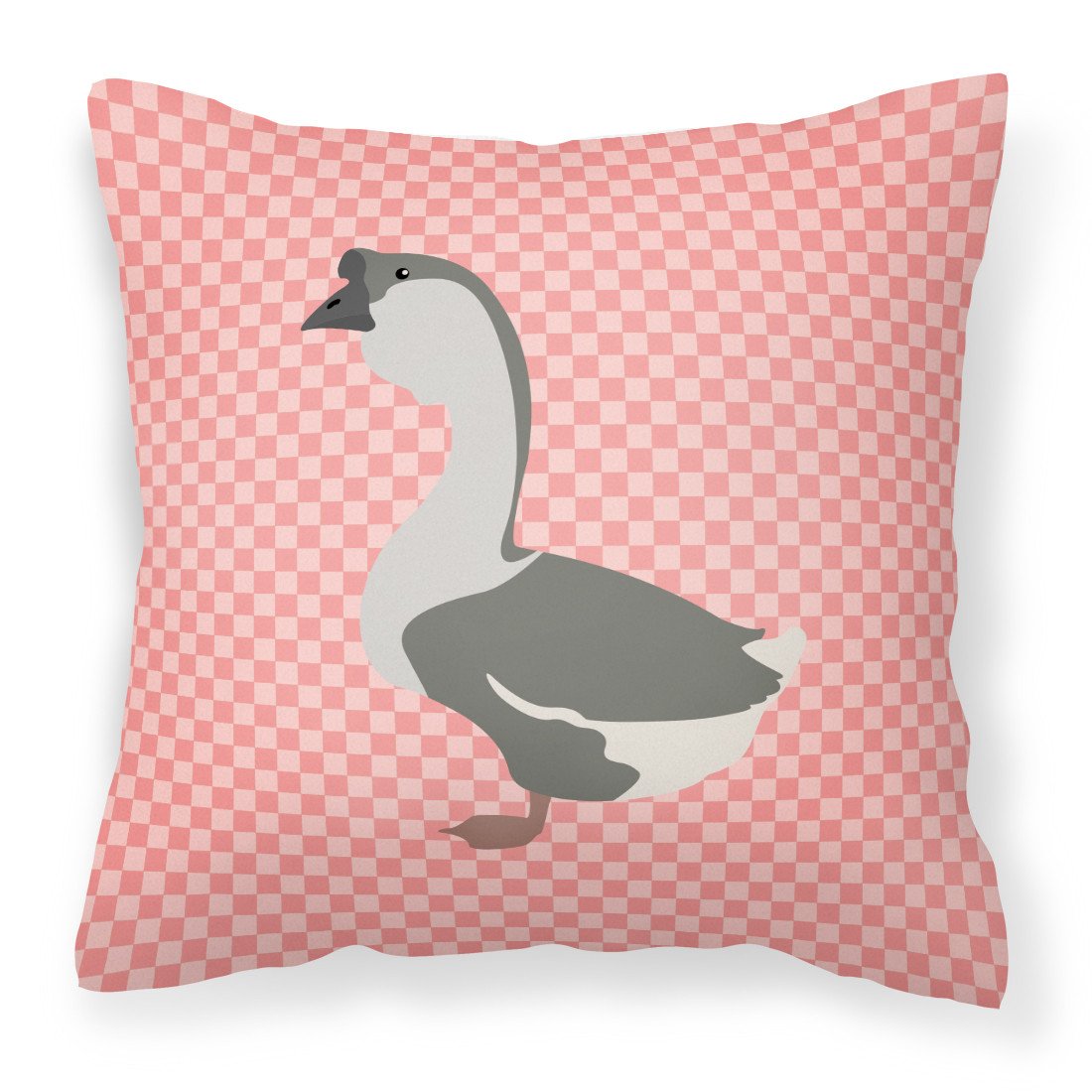 African Goose Pink Check Fabric Decorative Pillow BB7899PW1818 by Caroline's Treasures