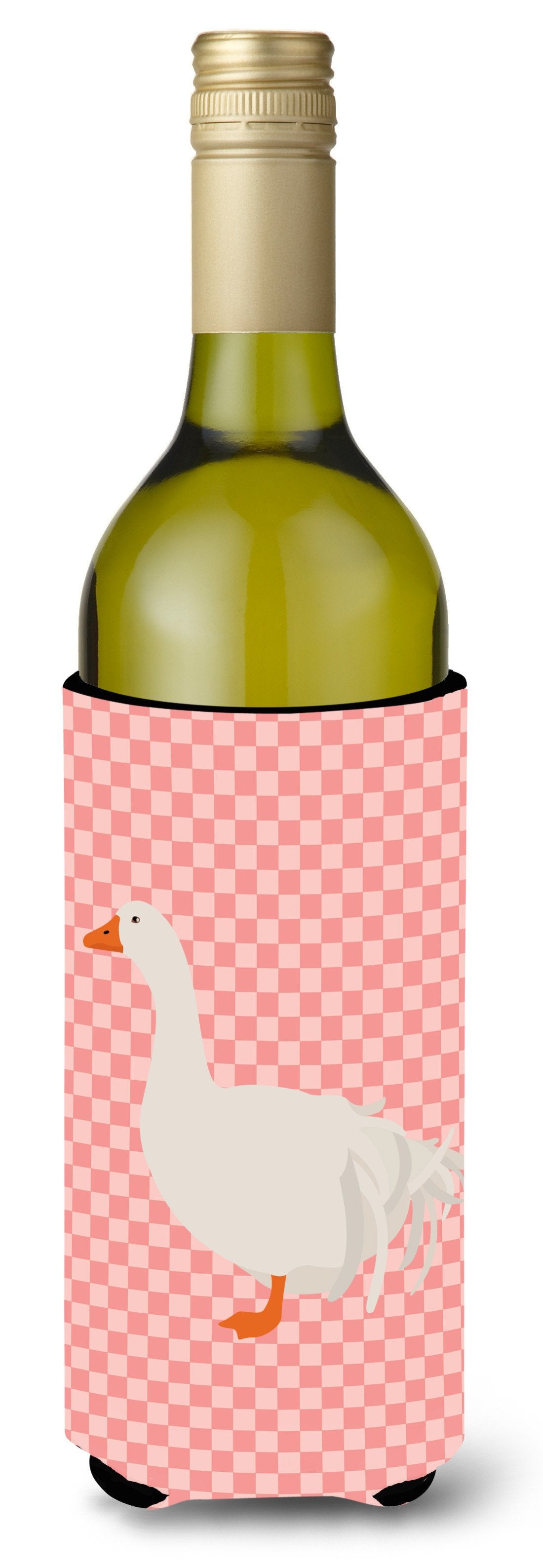 Sebastopol Goose Pink Check Wine Bottle Beverge Insulator Hugger BB7902LITERK by Caroline's Treasures