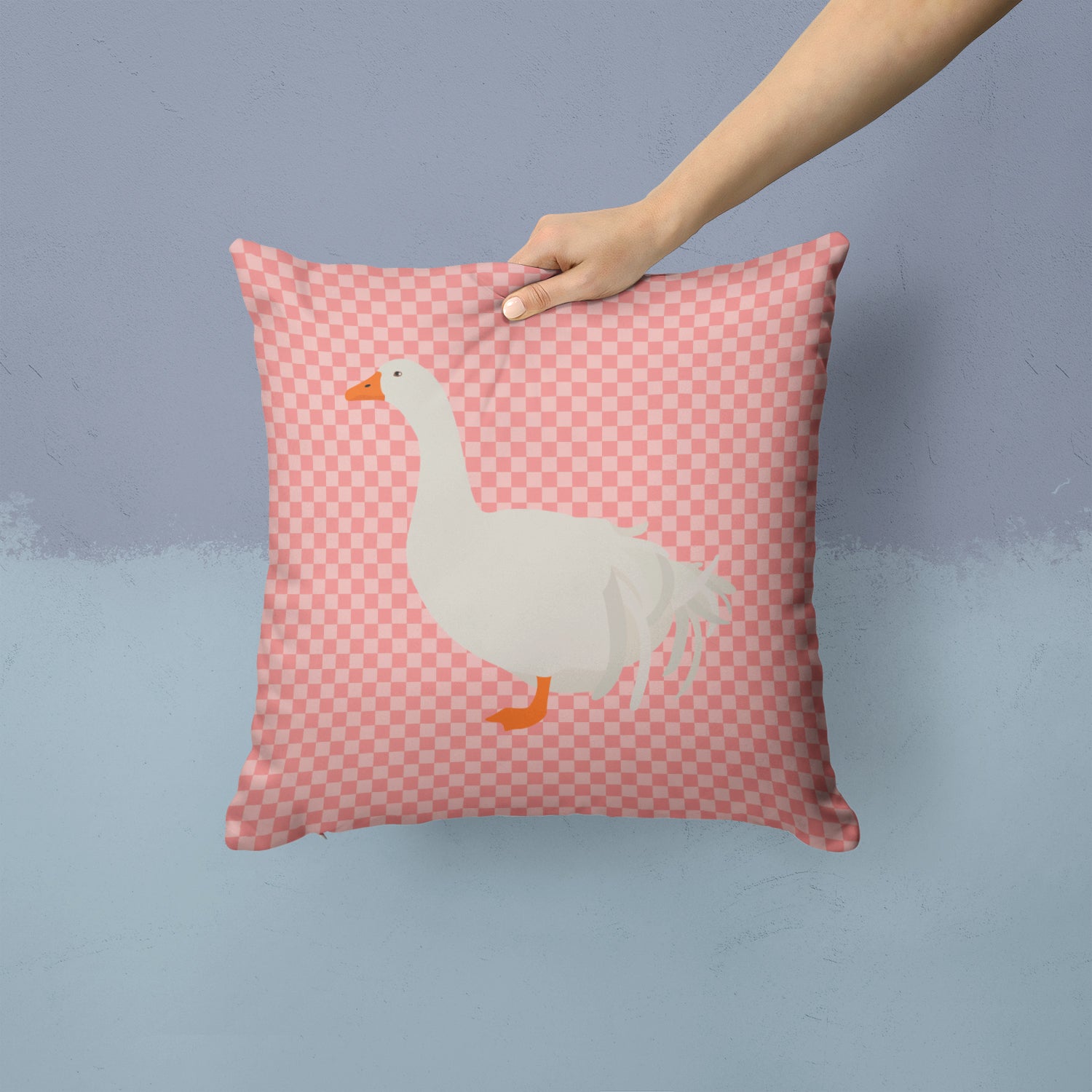 Sebastopol Goose Pink Check Fabric Decorative Pillow BB7902PW1414 - the-store.com