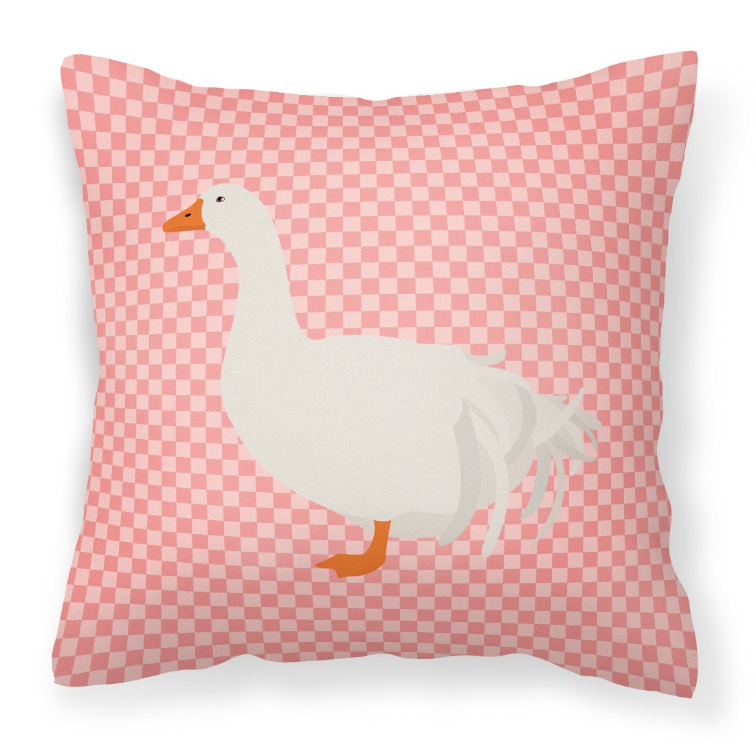 Sebastopol Goose Pink Check Fabric Decorative Pillow BB7902PW1818 by Caroline's Treasures