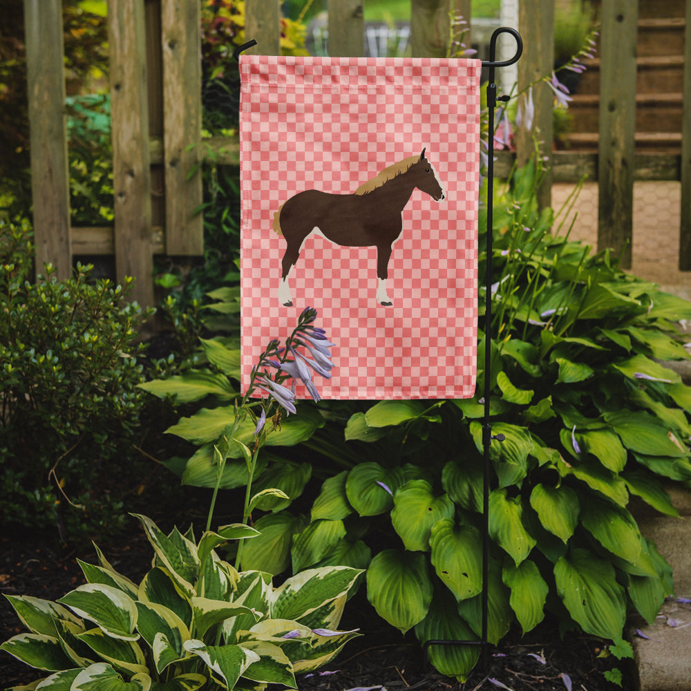 Percheron Horse Pink Check Flag Garden Size