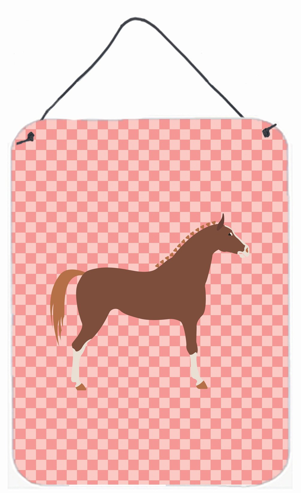 Hannoverian Horse Pink Check Wall or Door Hanging Prints BB7909DS1216 by Caroline's Treasures