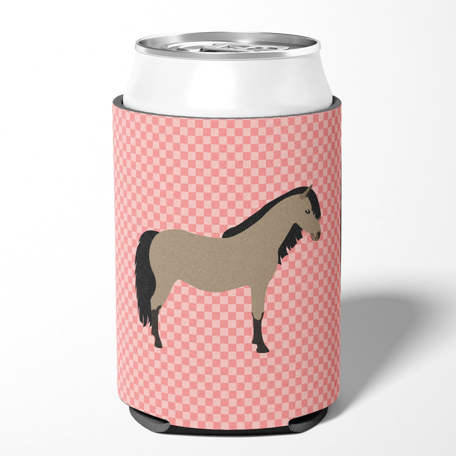 Welsh Pony Horse Pink Check Can or Bottle Hugger BB7910CC